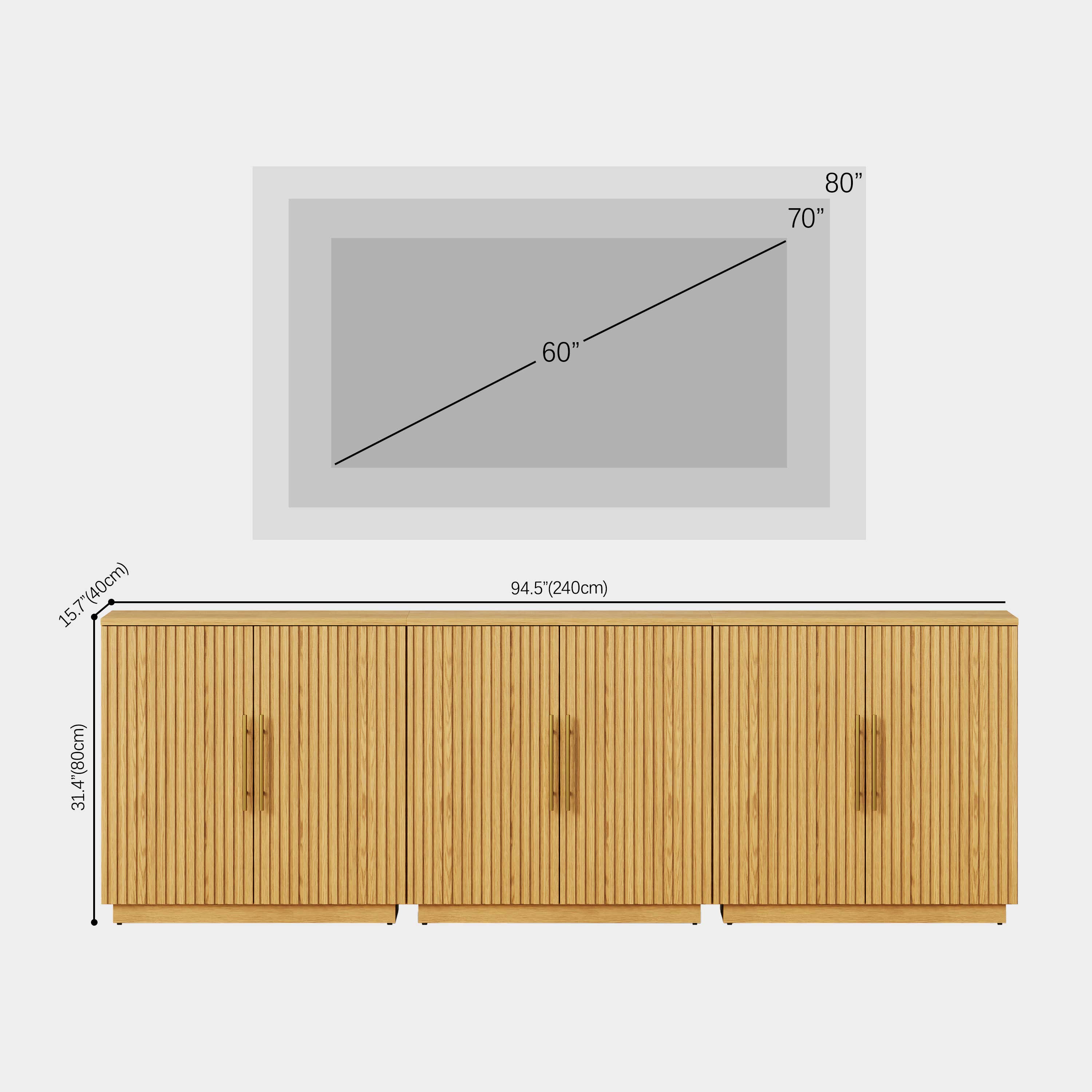 Holt 95″ Solid Oak Console(Set of 3)