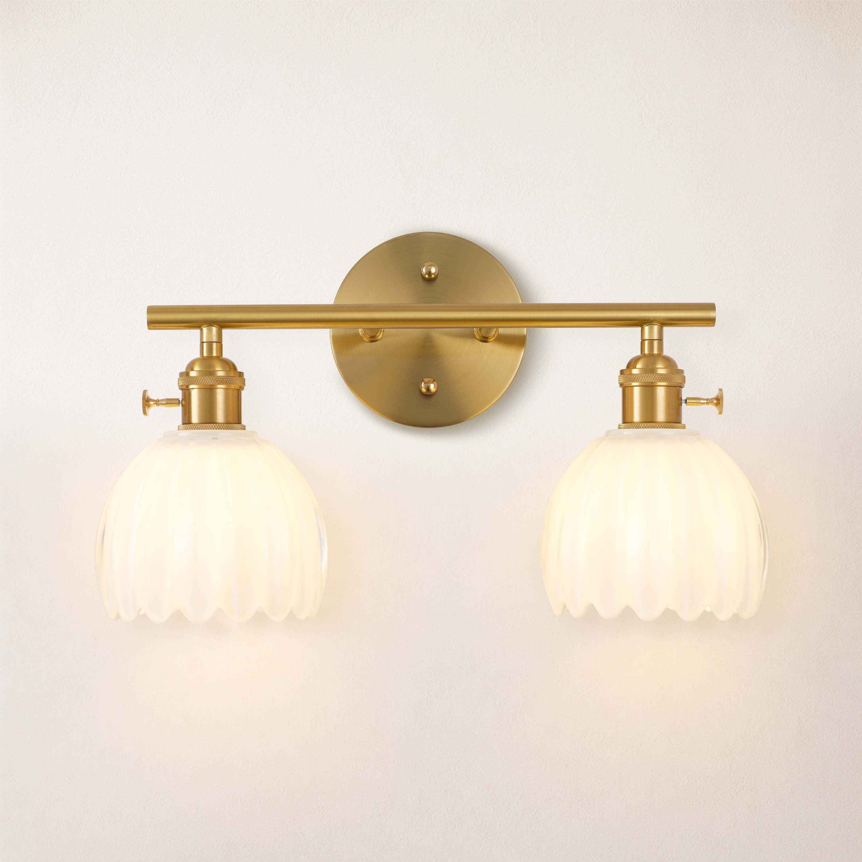 Orbixa Milky Glass 2-Lights Wall Sconce 15"W