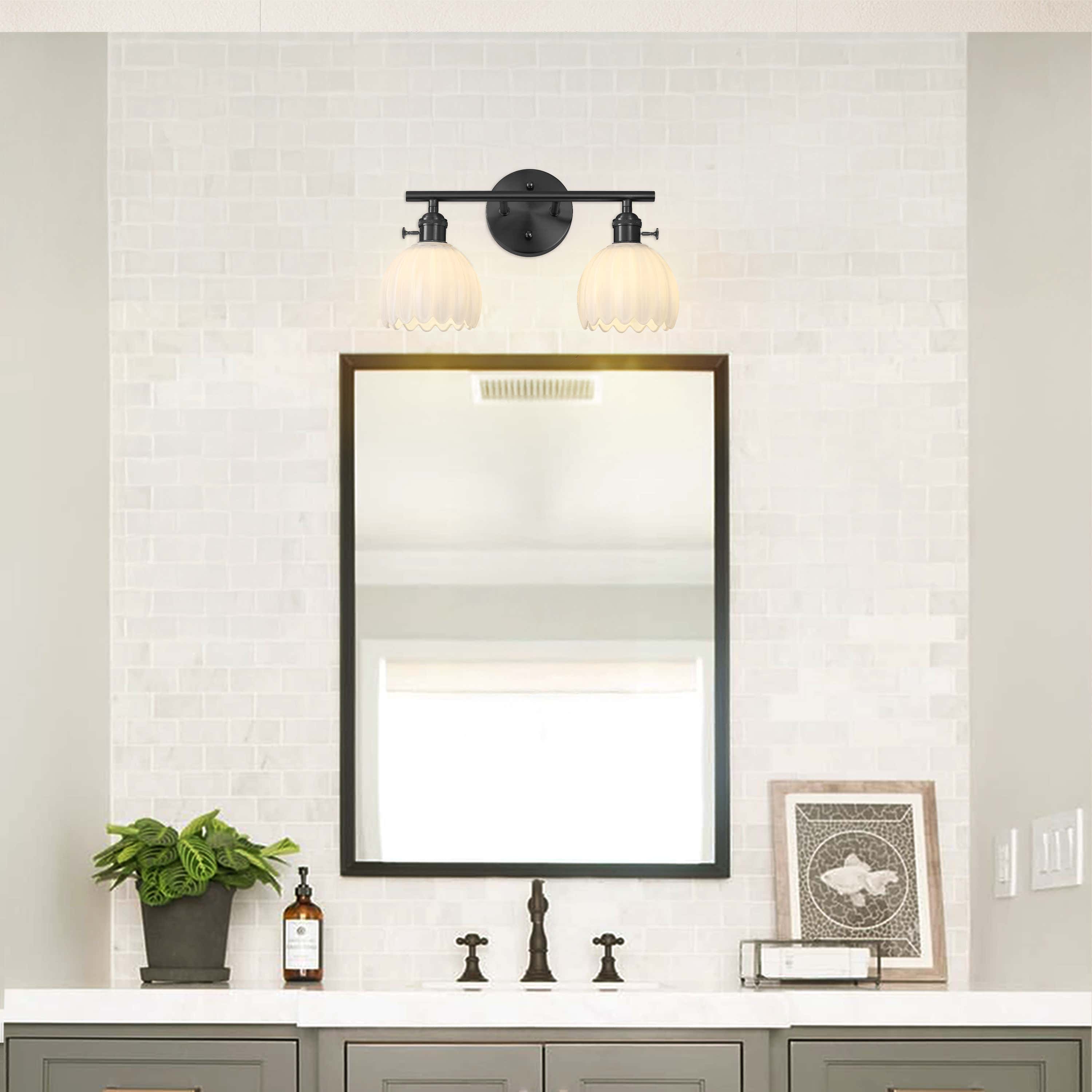 Orbixa Milky Glass 2-Lights Wall Sconce 15"W