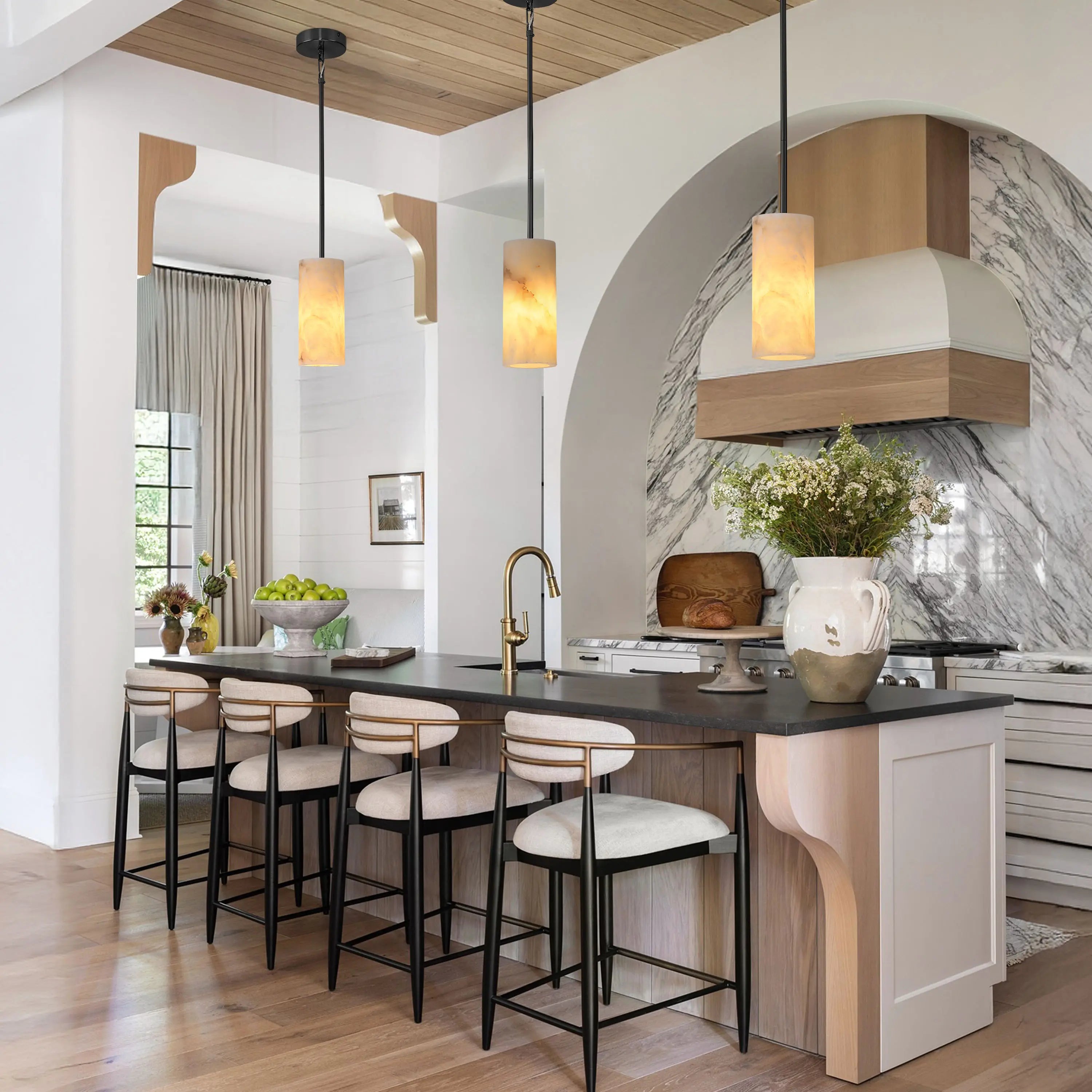 Arlo Alabaster Pendant Lights 4"D#Finish_Black