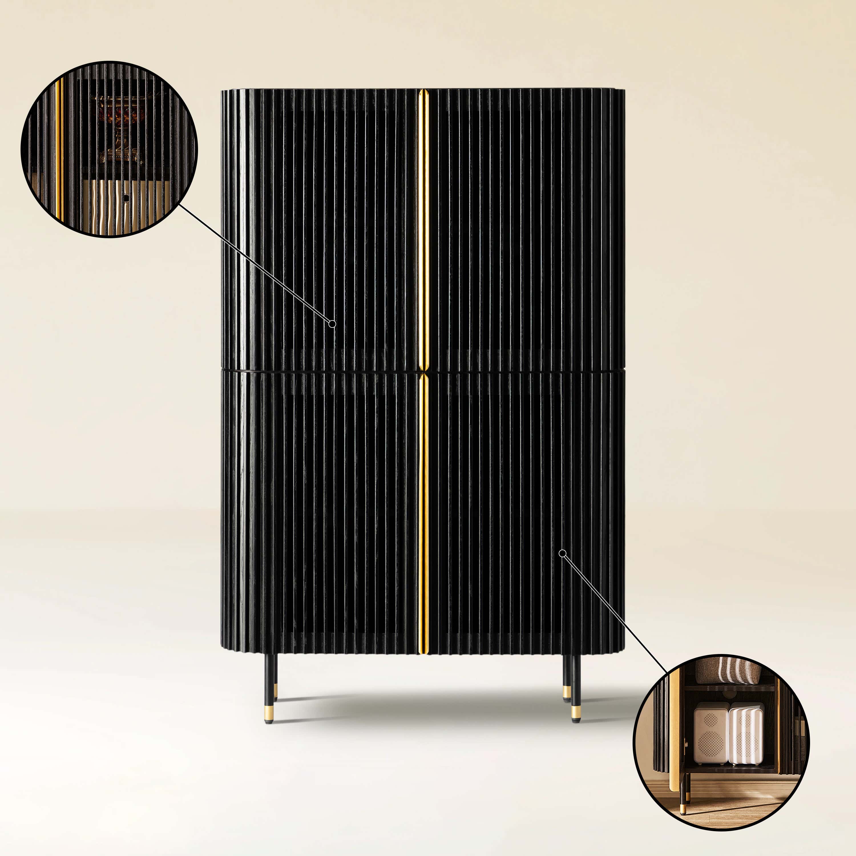 Ewan 67″H Oak Vertical Combination Cabinet(Set of 2)