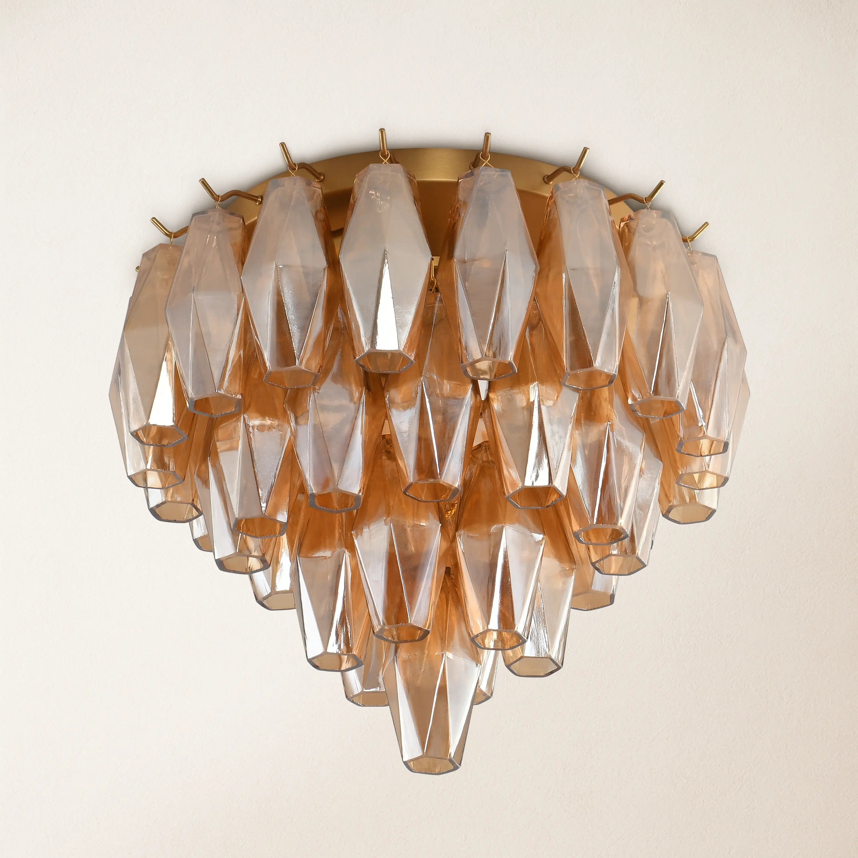 Celestial Drop Round Glass Flush Mount 13"D#Finish_Gold