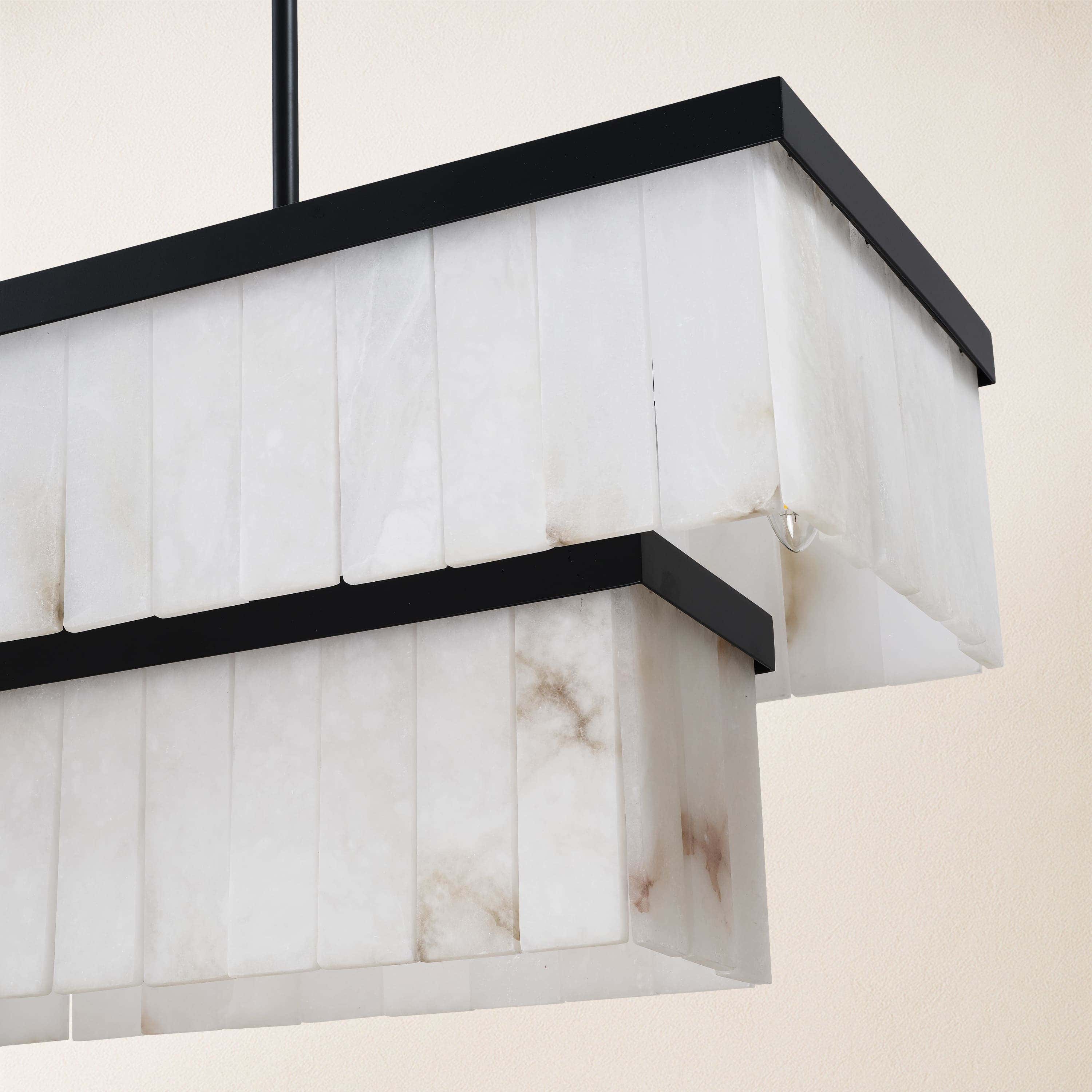 Solmare Alabaster Rectangular Chandelier 55"W