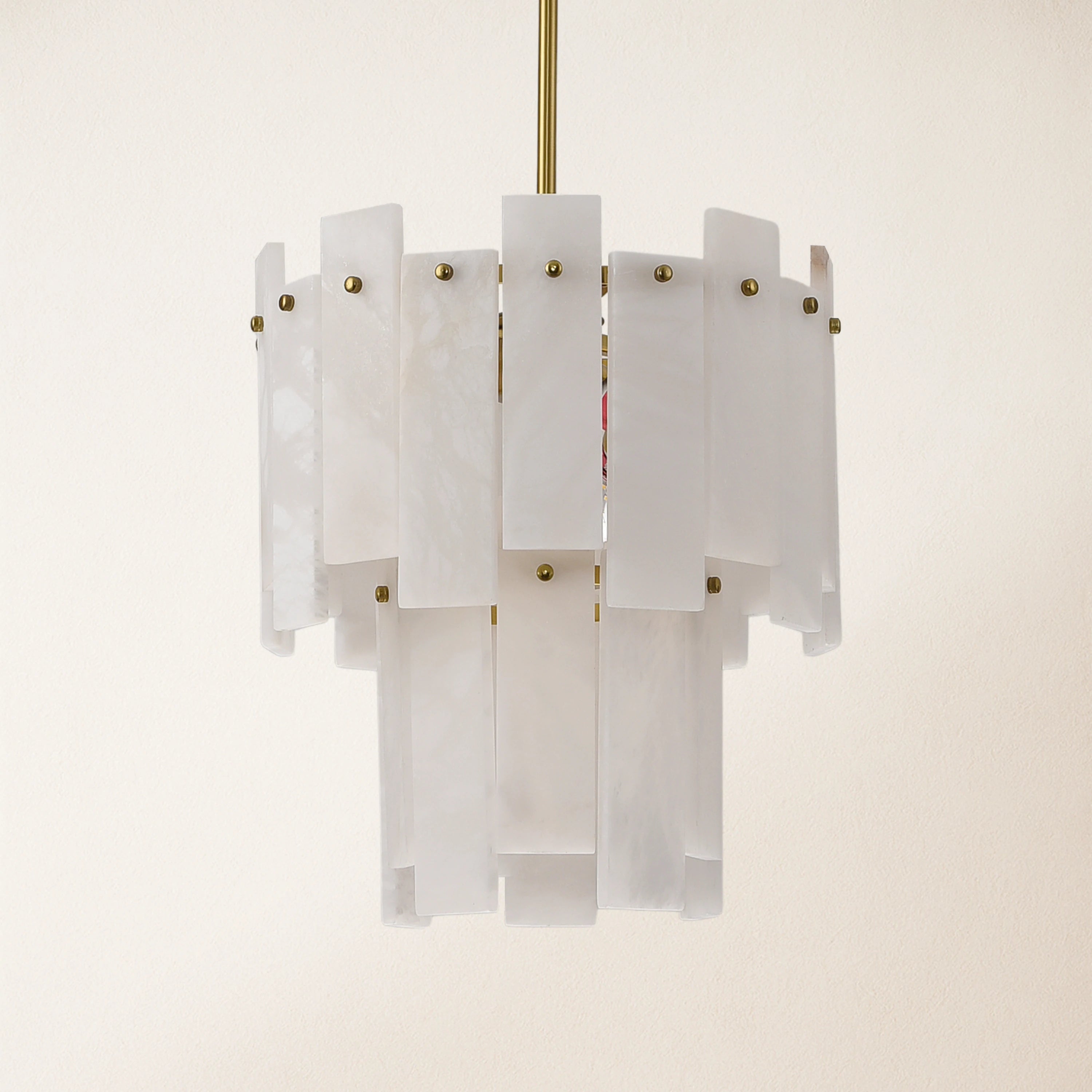 Nivislight Alabaster 2-Tier Round Pendant 13"#Finish_Gold