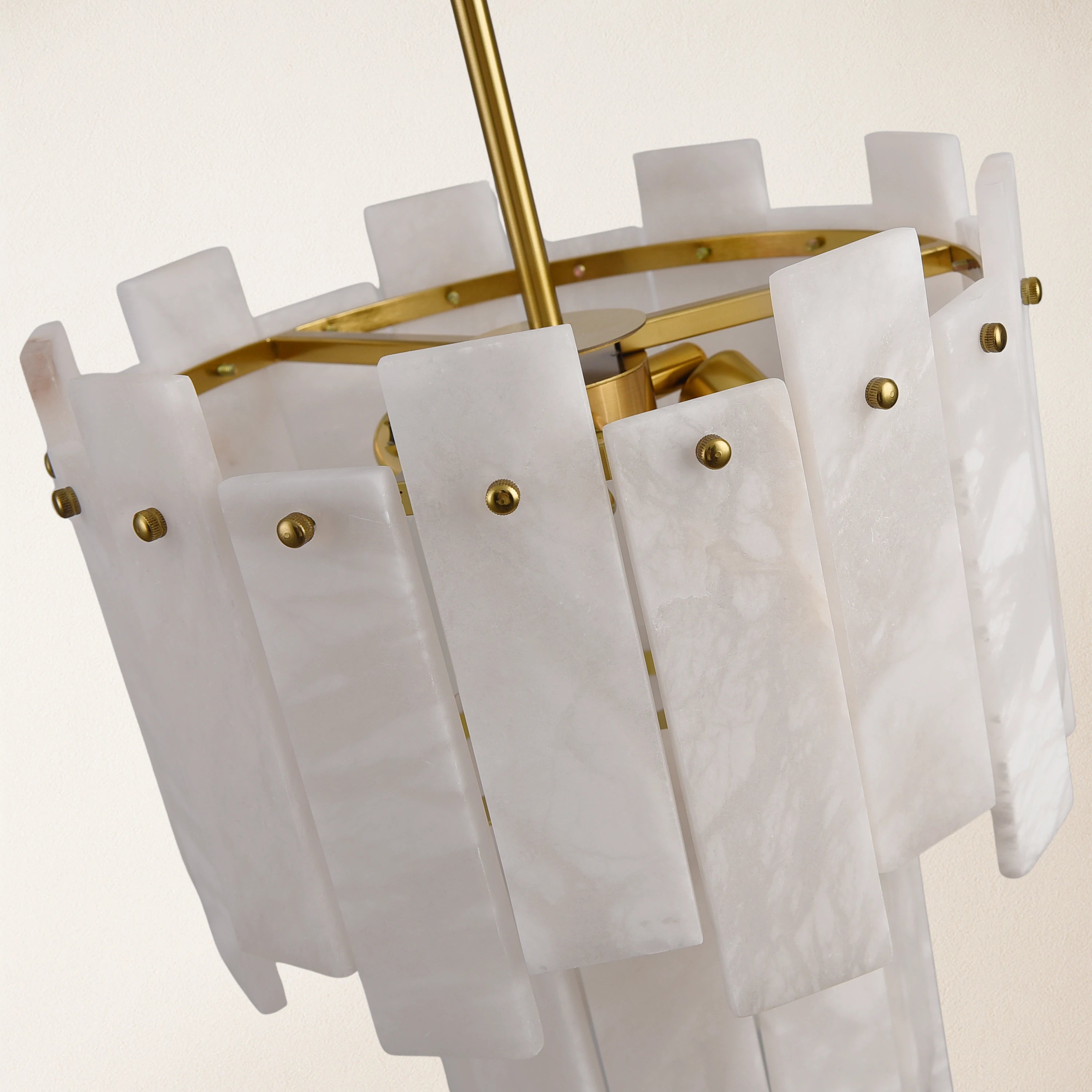 Nivislight Alabaster 2-Tier Round Pendant 13"#Finish_Gold