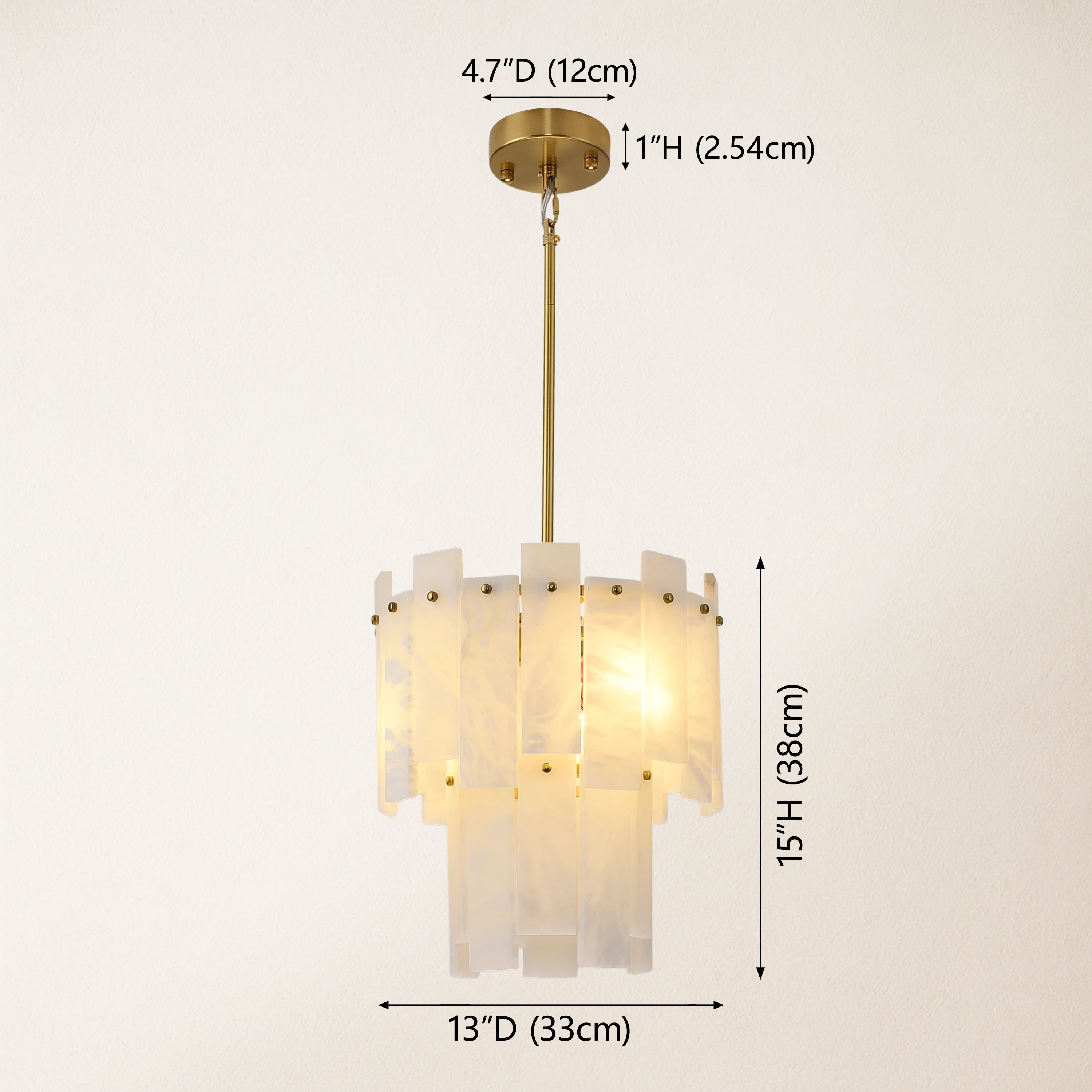 Nivislight Alabaster 2-Tier Round Pendant 13"