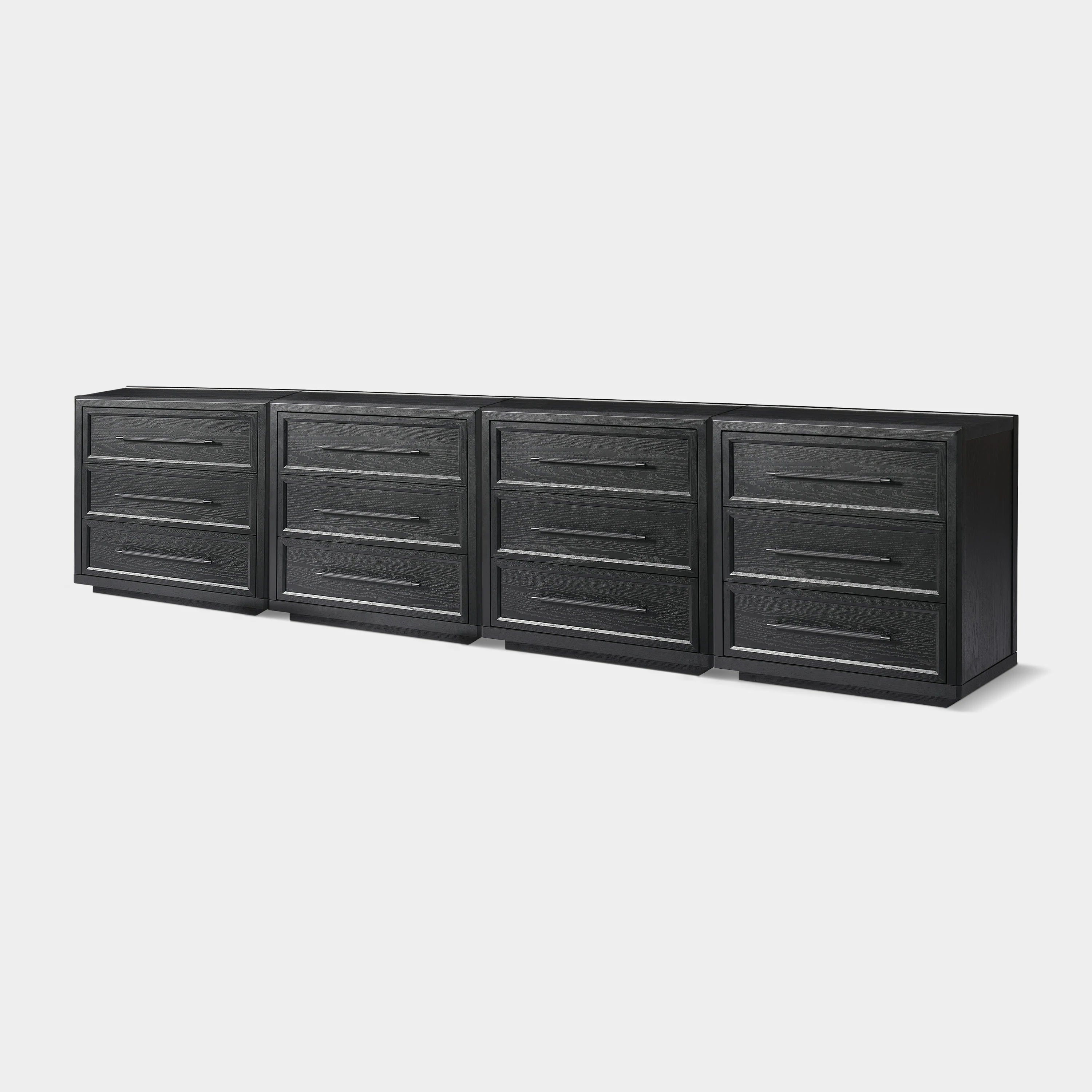 Alvar 126″ Eichenkommode mit 12 Schubladen (4er-Set)