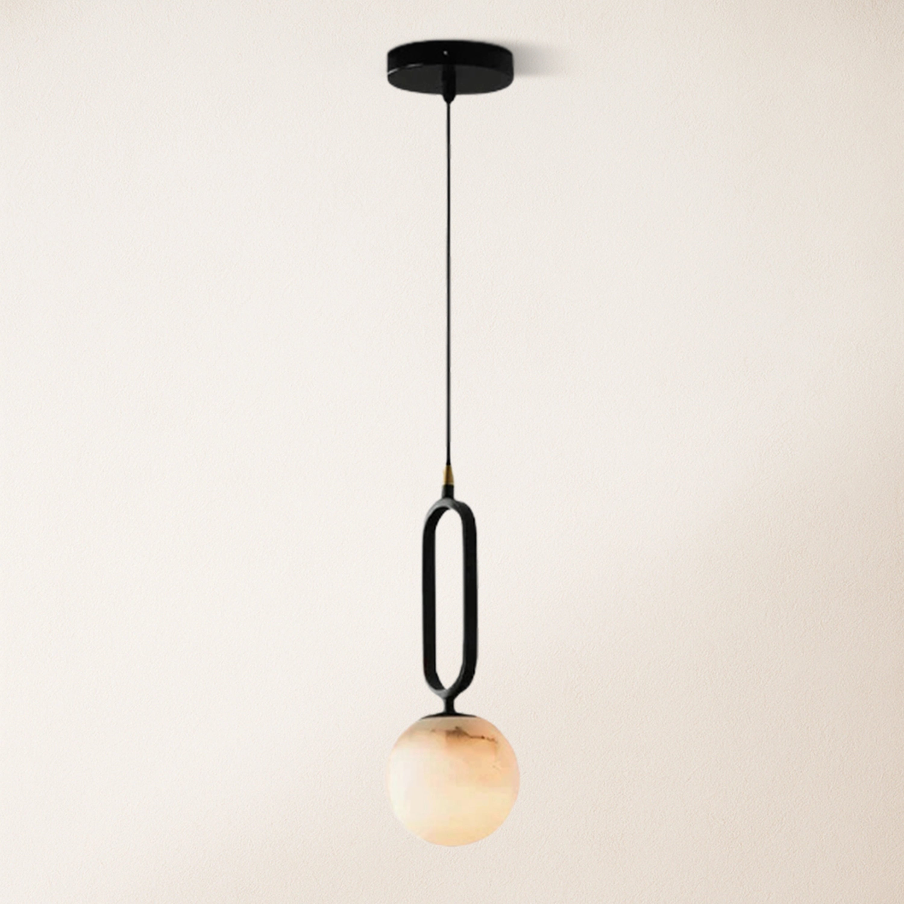 Dadaly Alabaster-Anhänger mit kleiner Kunstkugel, 14 cm Durchmesser