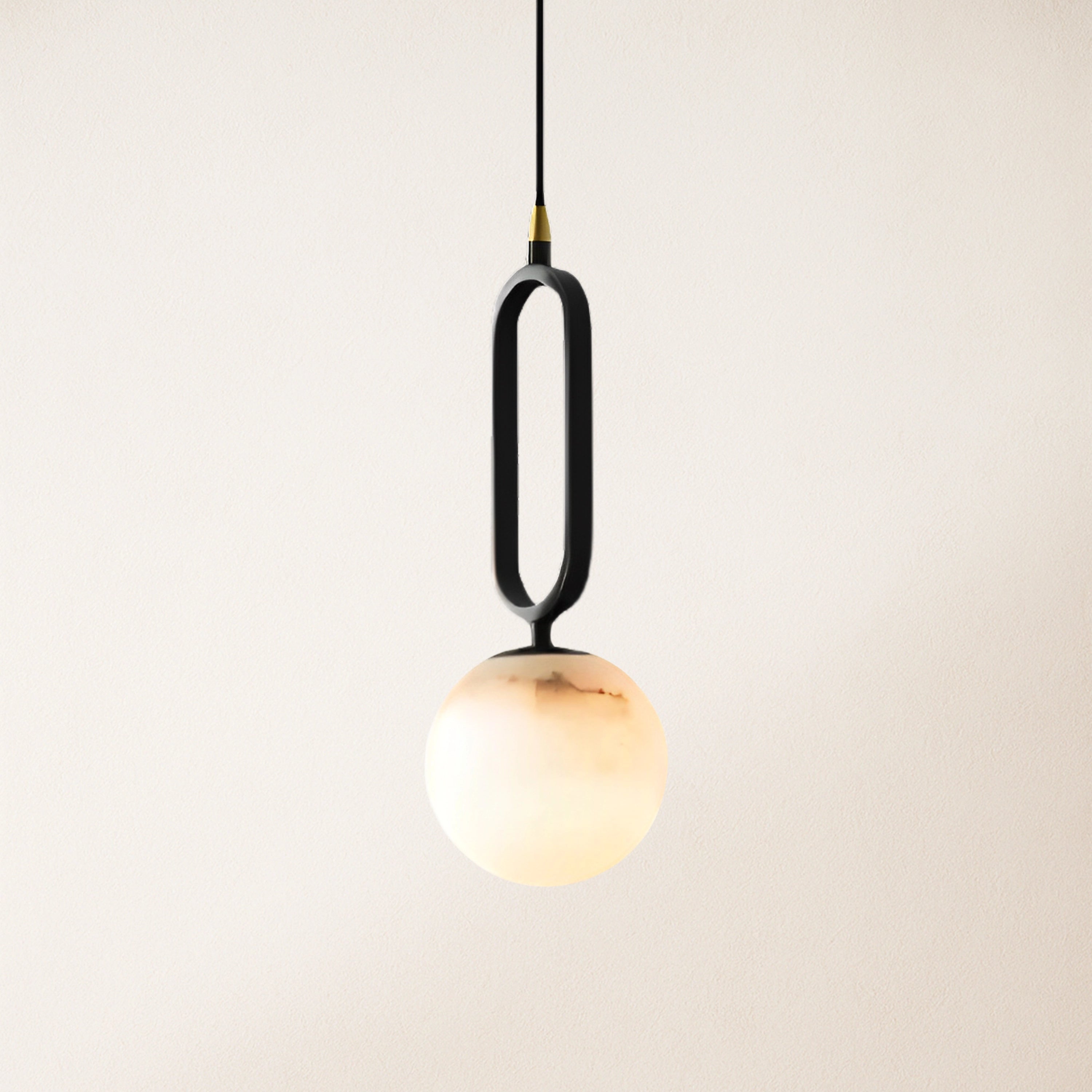 Dadaly Alabaster-Anhänger mit kleiner Kunstkugel, 14 cm Durchmesser