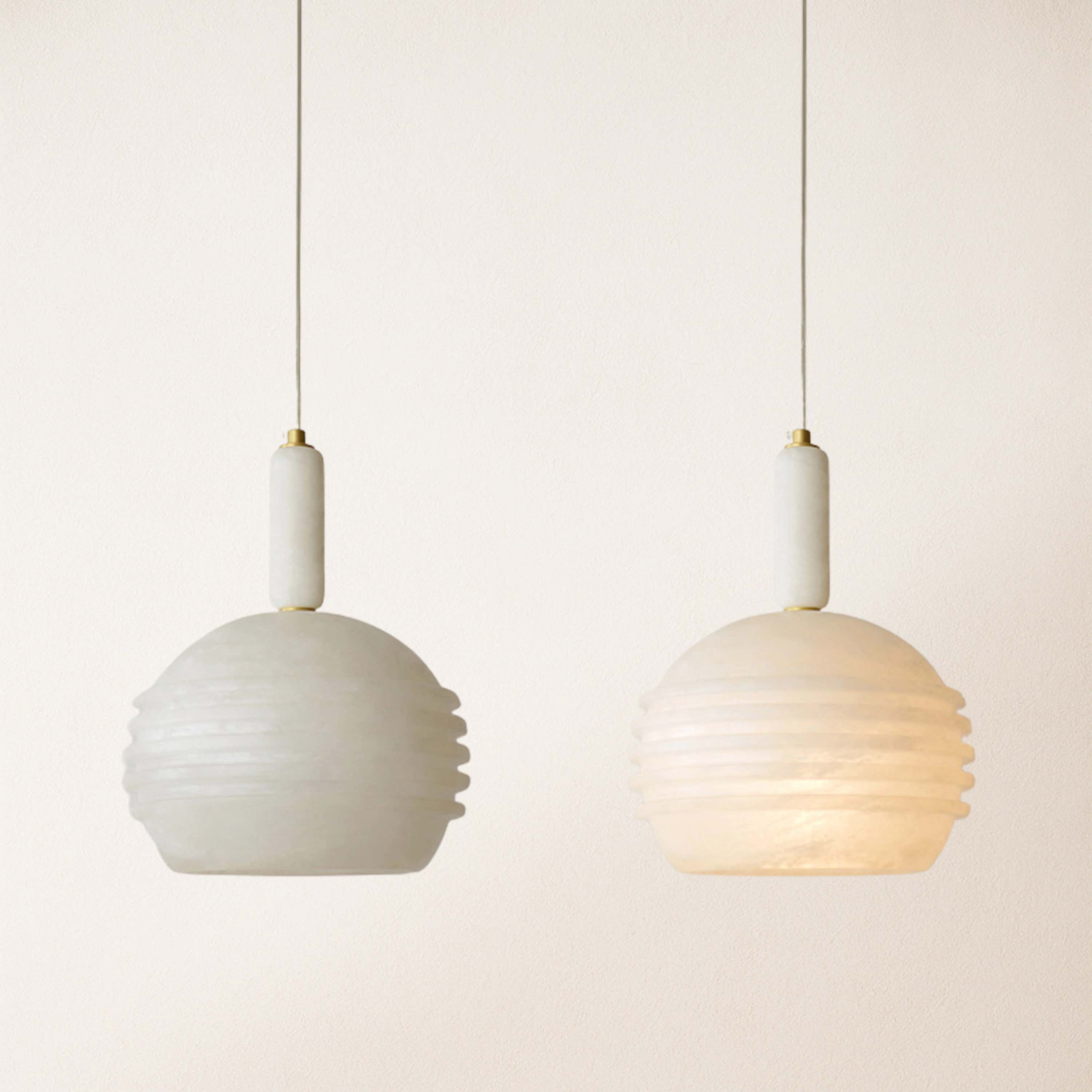 Dadaly Lottia Alabaster Kleine Kunst-Pendelleuchte, 25,4 cm Durchmesser