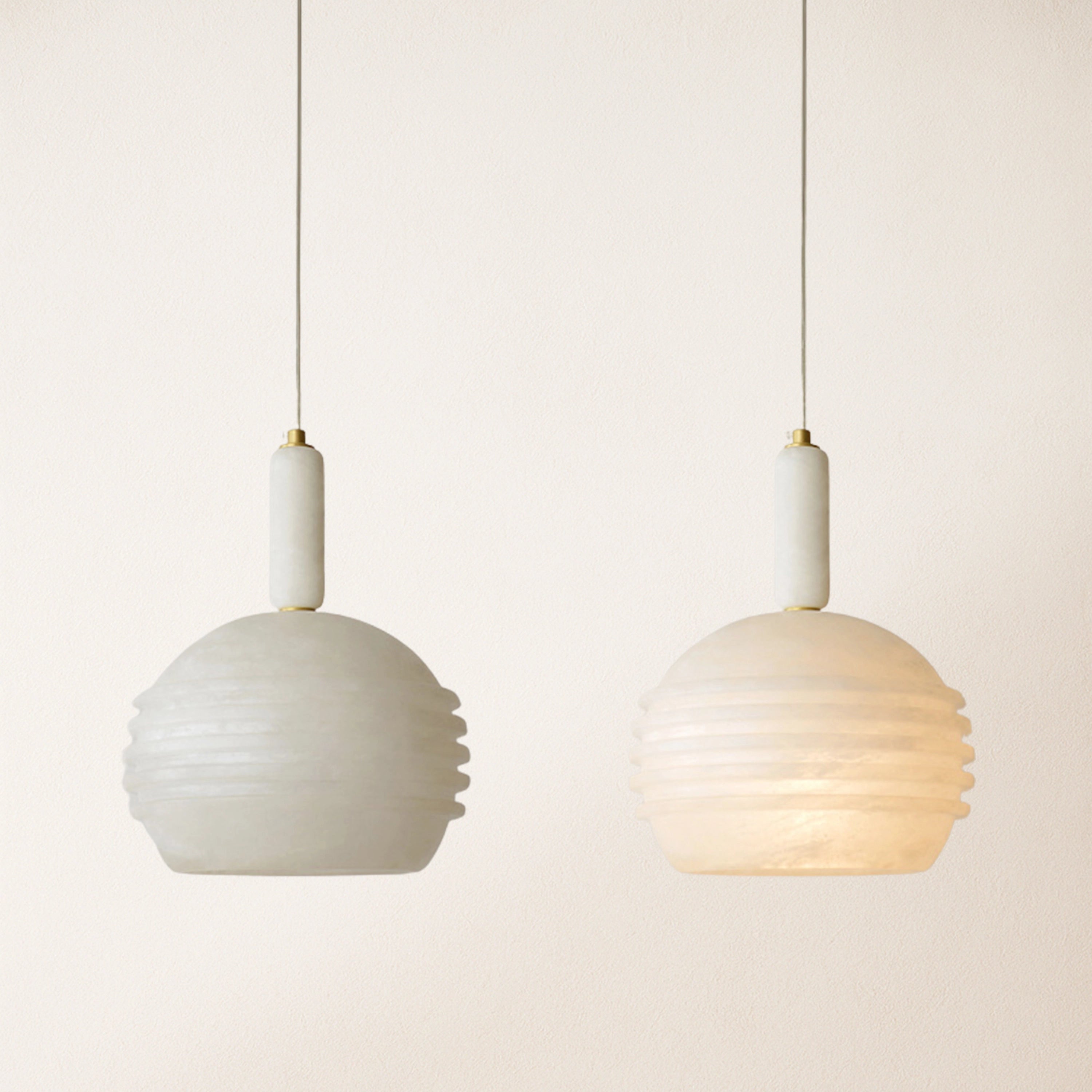 Dadaly Lottia Alabaster Kleine Kunst-Pendelleuchte, 25,4 cm Durchmesser