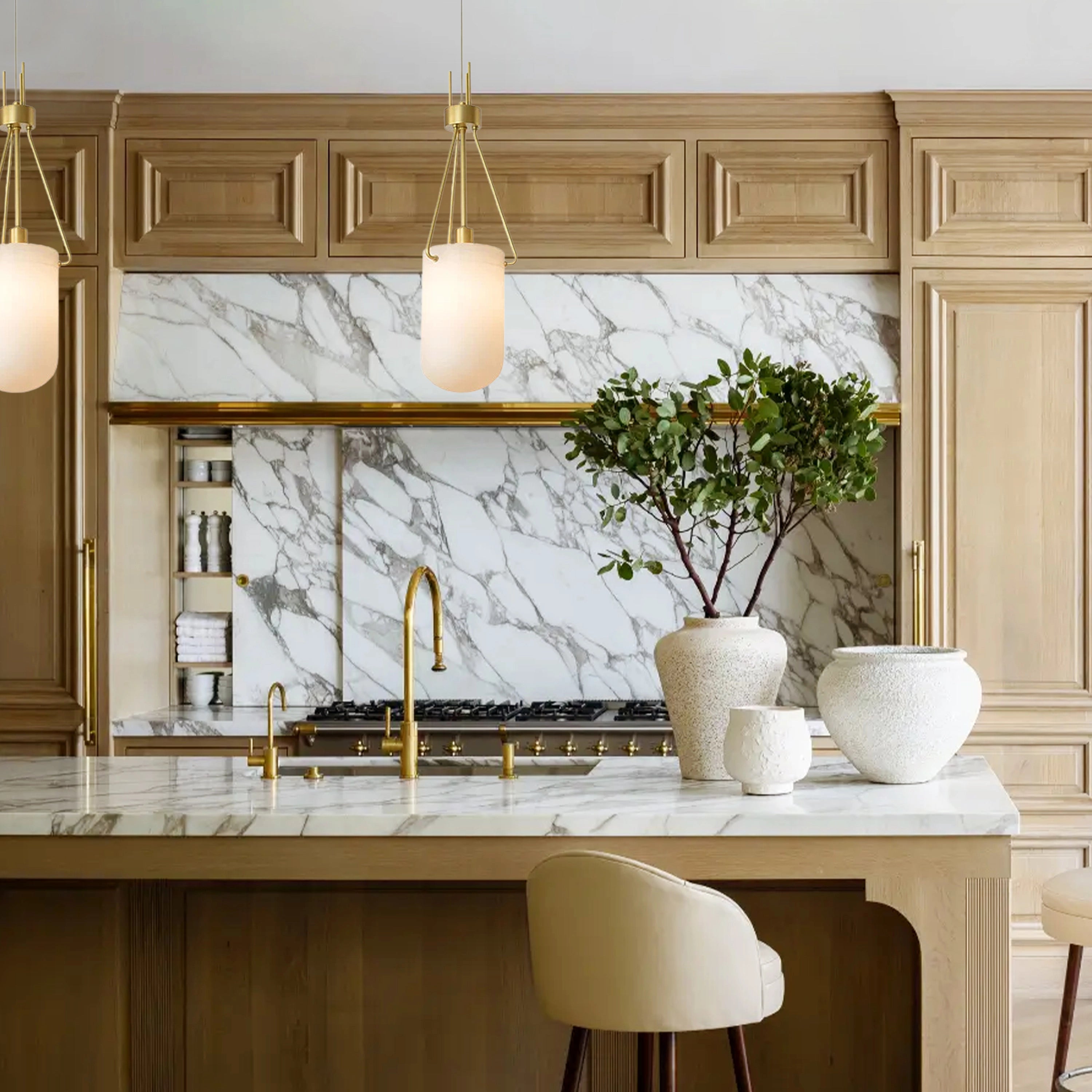 Dadaly Lottia Alabaster Kleine Kunst-Pendelleuchte, 17,8 cm Durchmesser