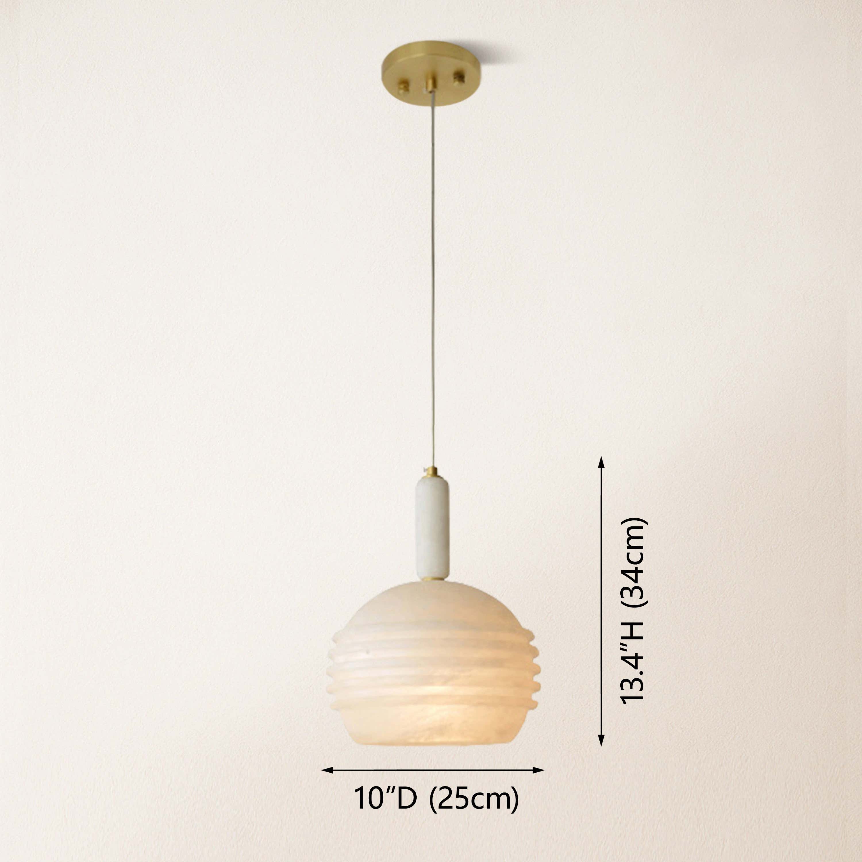 Dadaly Lottia Alabaster Kleine Kunst-Pendelleuchte, 25,4 cm Durchmesser