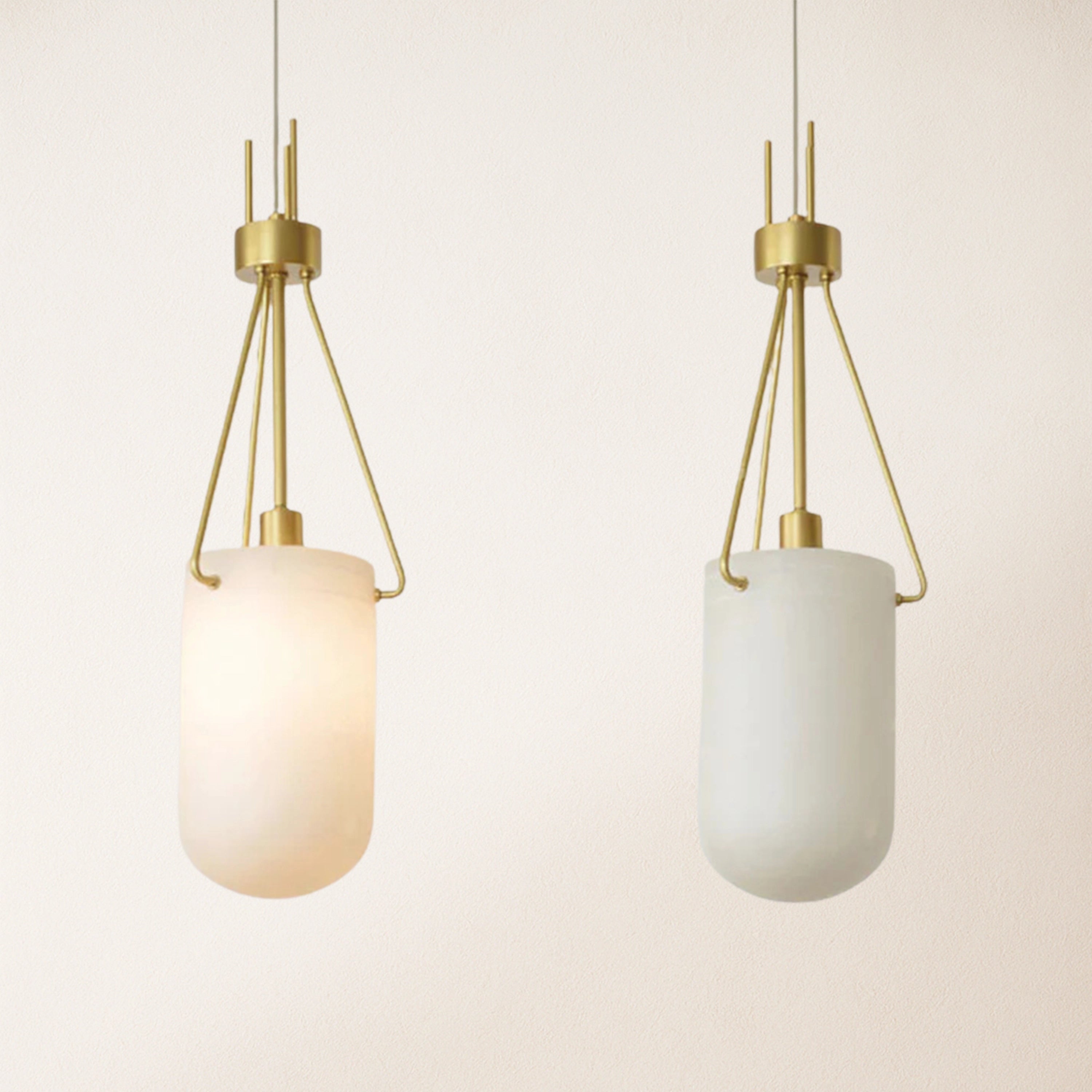 Dadaly Lottia Alabaster Kleine Kunst-Pendelleuchte, 17,8 cm Durchmesser