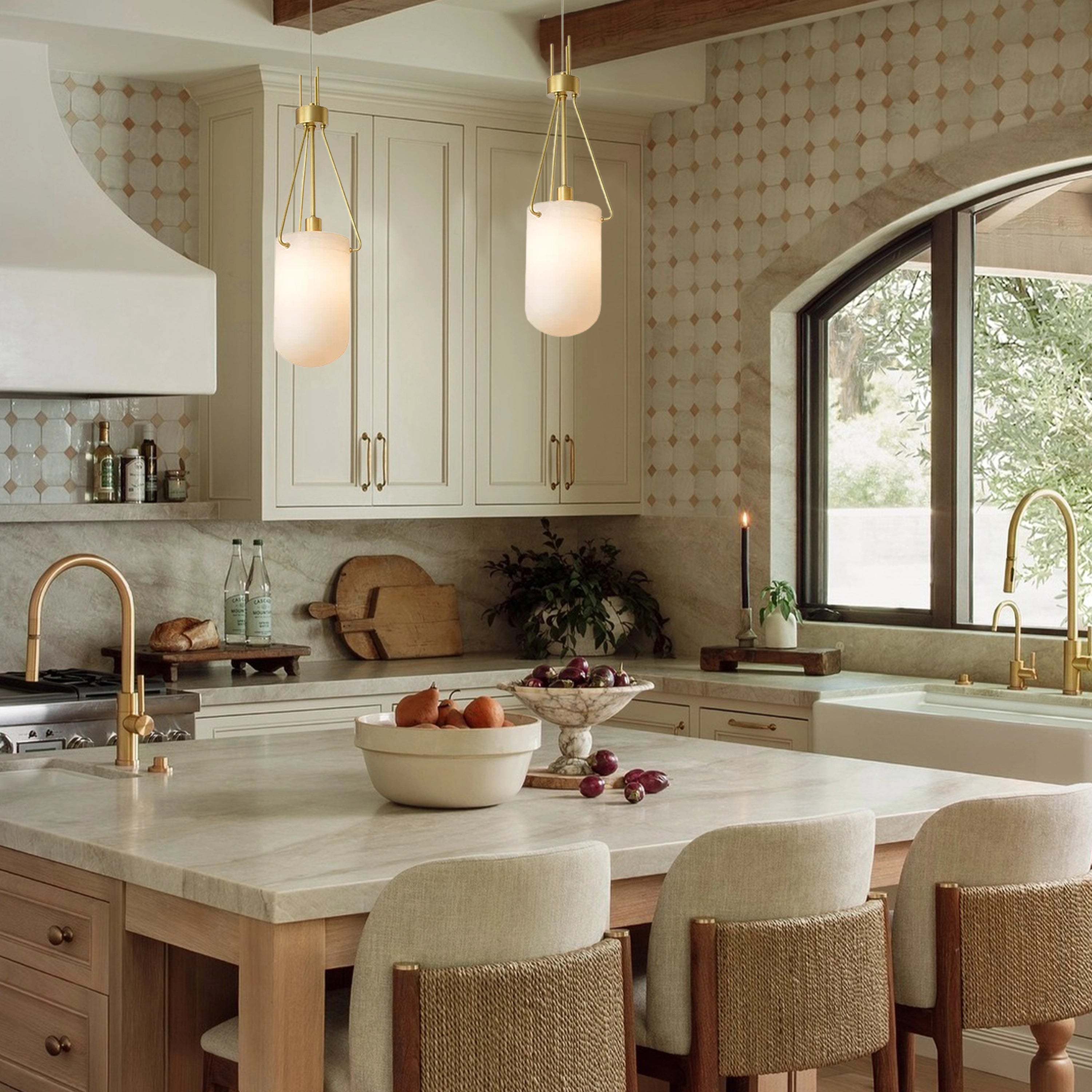 Dadaly Lottia Alabaster Kleine Kunst-Pendelleuchte, 17,8 cm Durchmesser