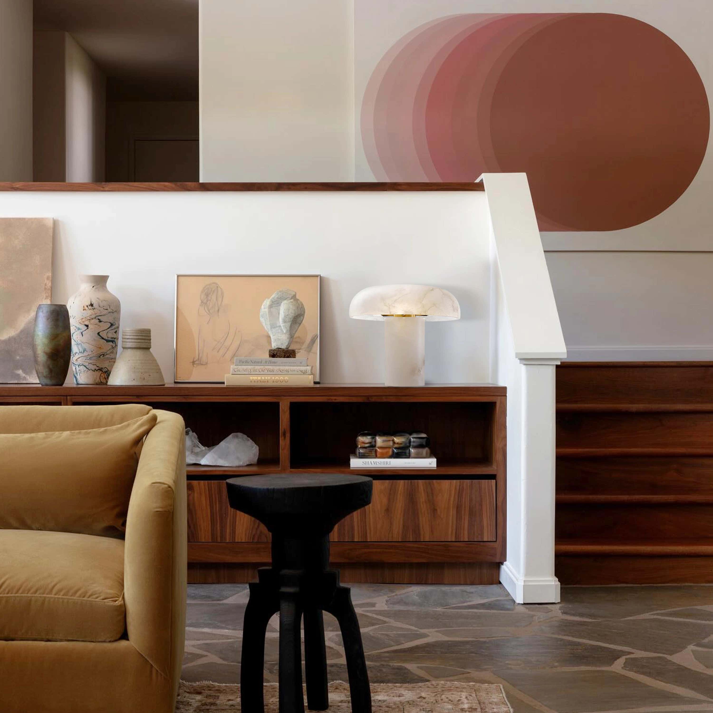 Dadaly Modern Alabaster Mushroom Table Lamp 9.8"H