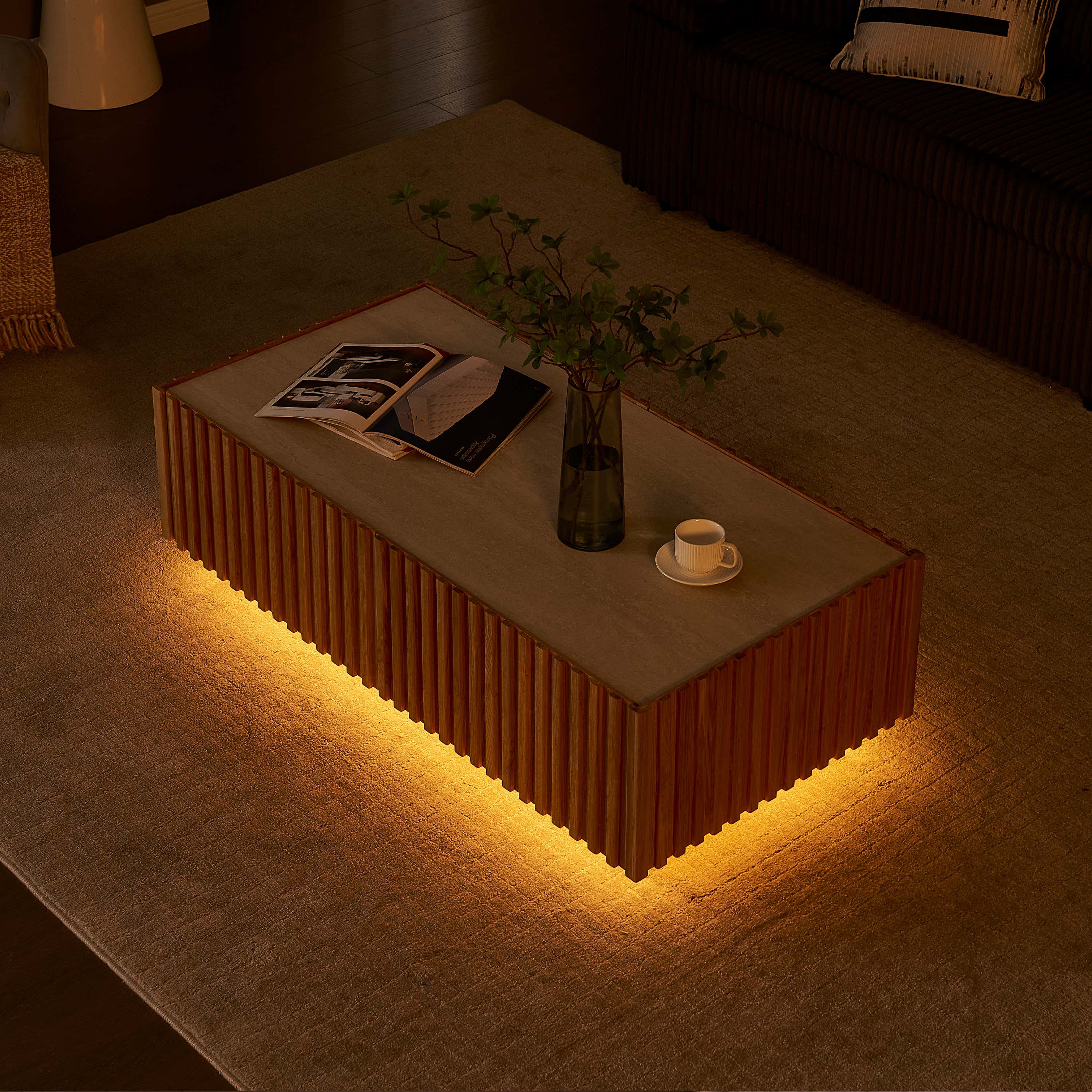 Isla Oak Sintered Stone Rectangle Coffee Table 47"