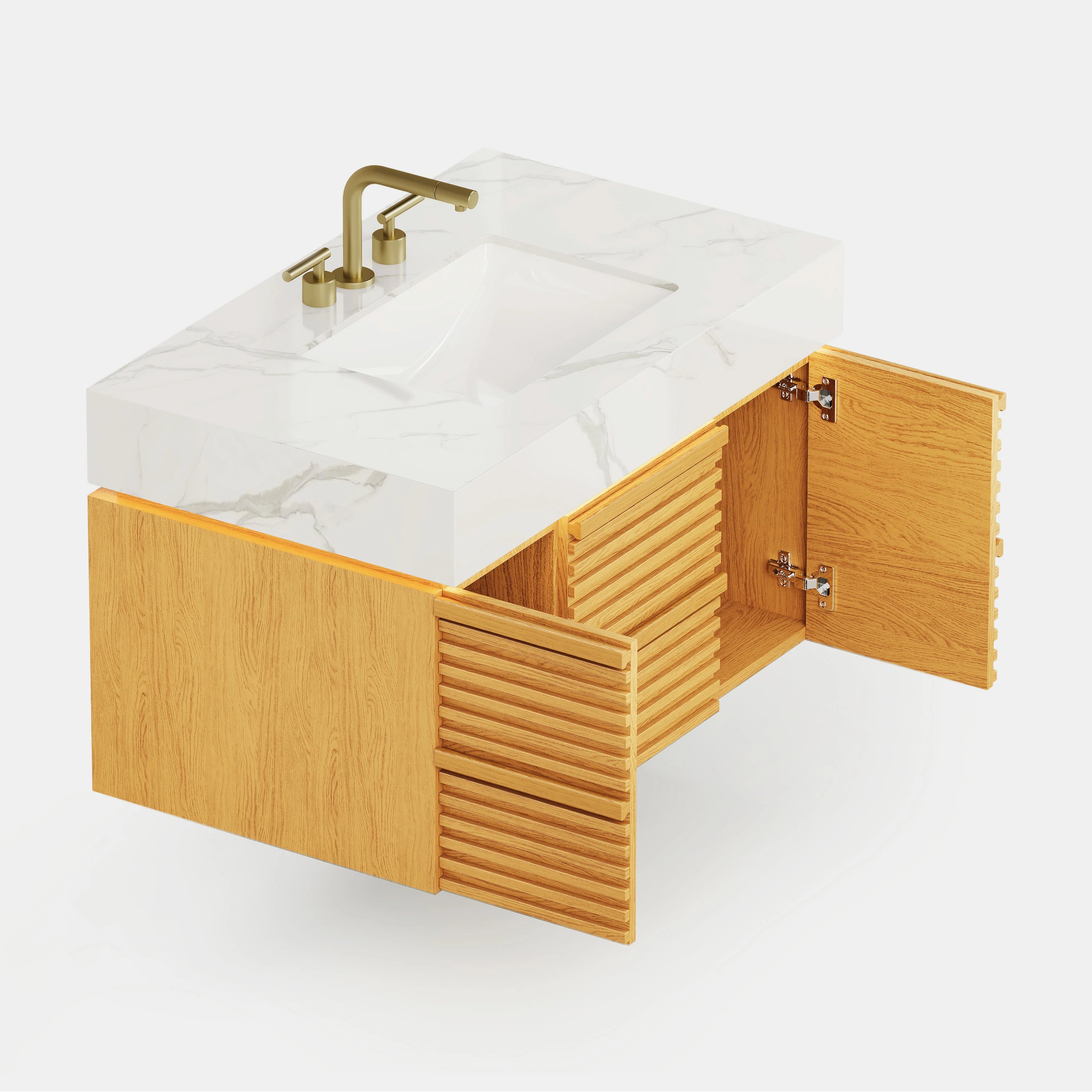 Isla Badezimmerwaschtisch aus Eiche, 91cm breit