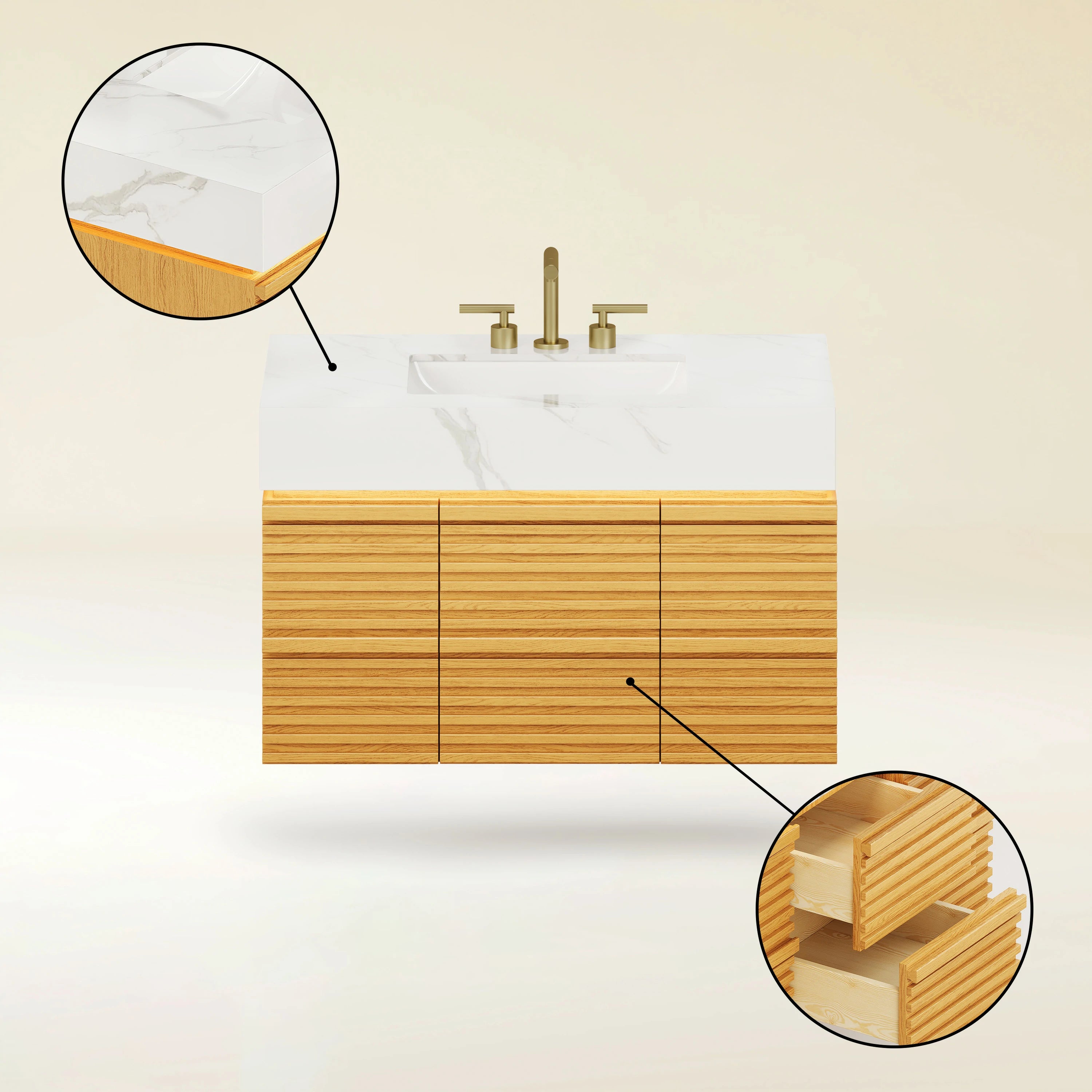 Isla Badezimmerwaschtisch aus Eiche, 91cm breit