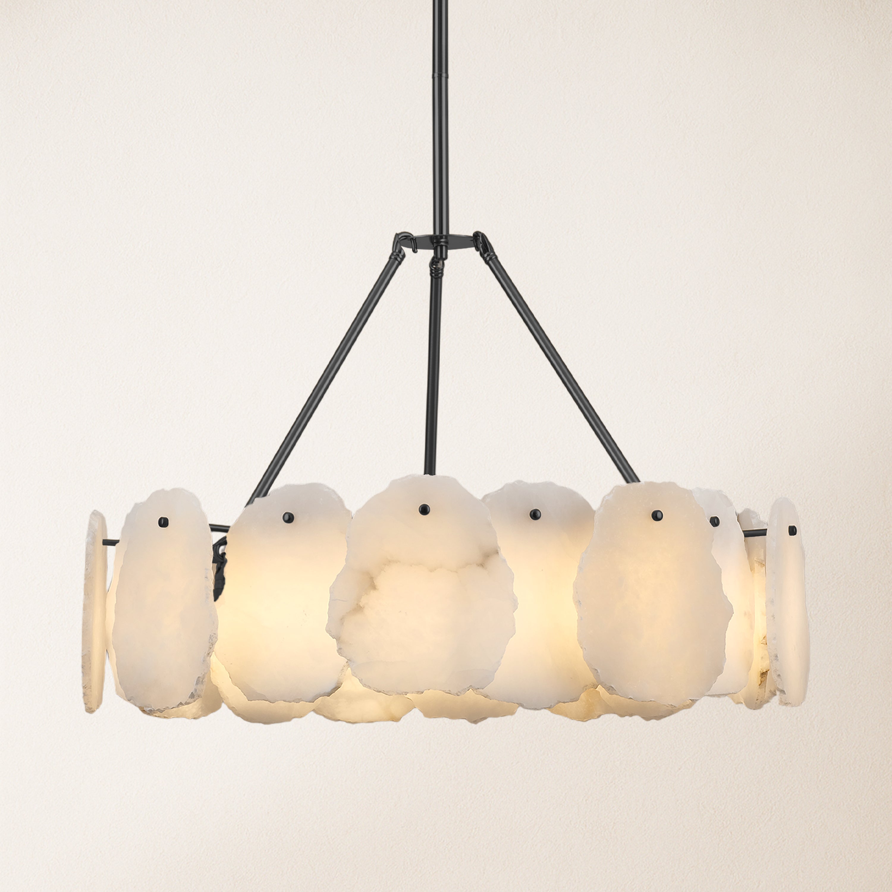 Runder Kronleuchter „Moira“ aus Alabaster, 61 cm Durchmesser