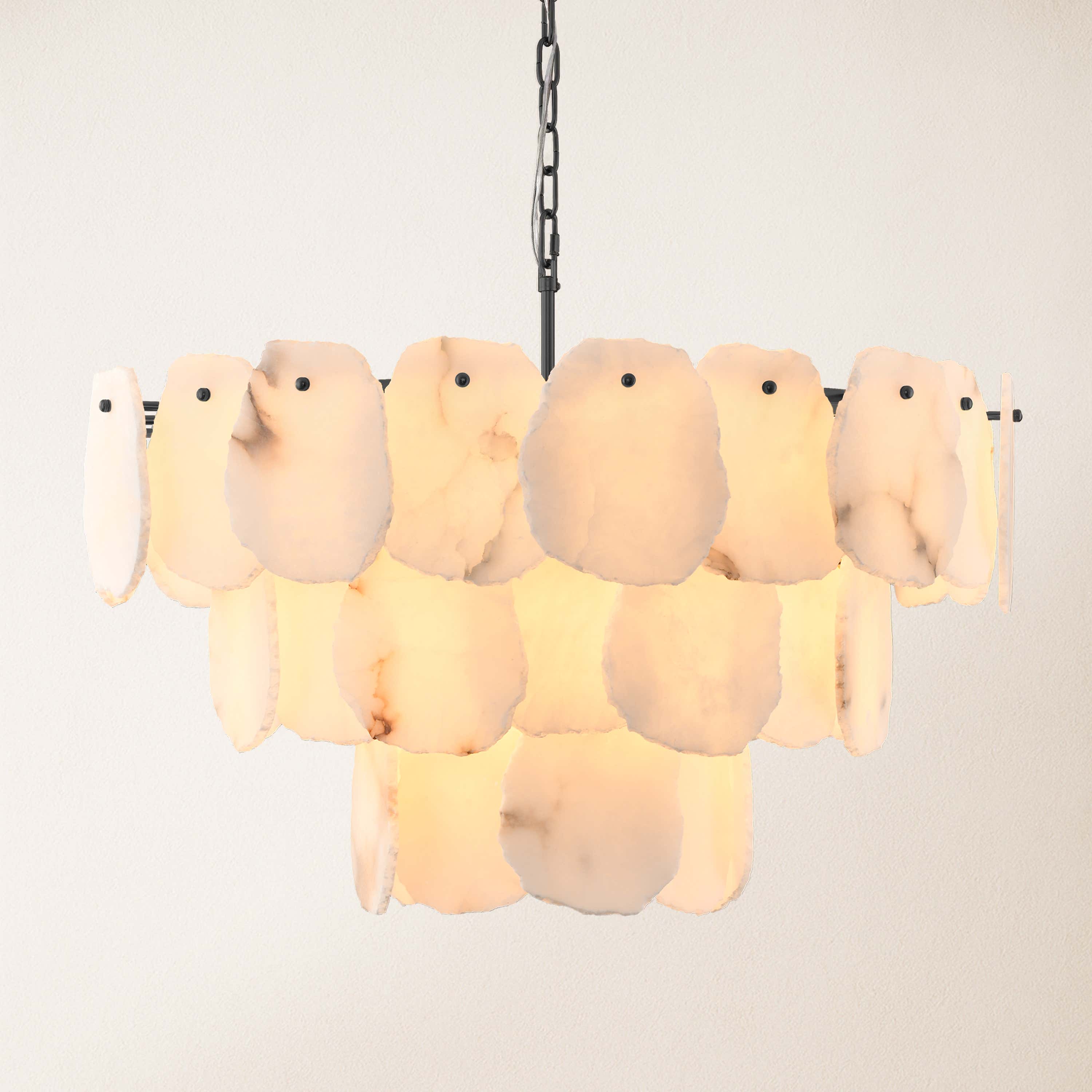 Moira Alabaster Multi-Tier Round Chandelier 32"D#Finish_Black