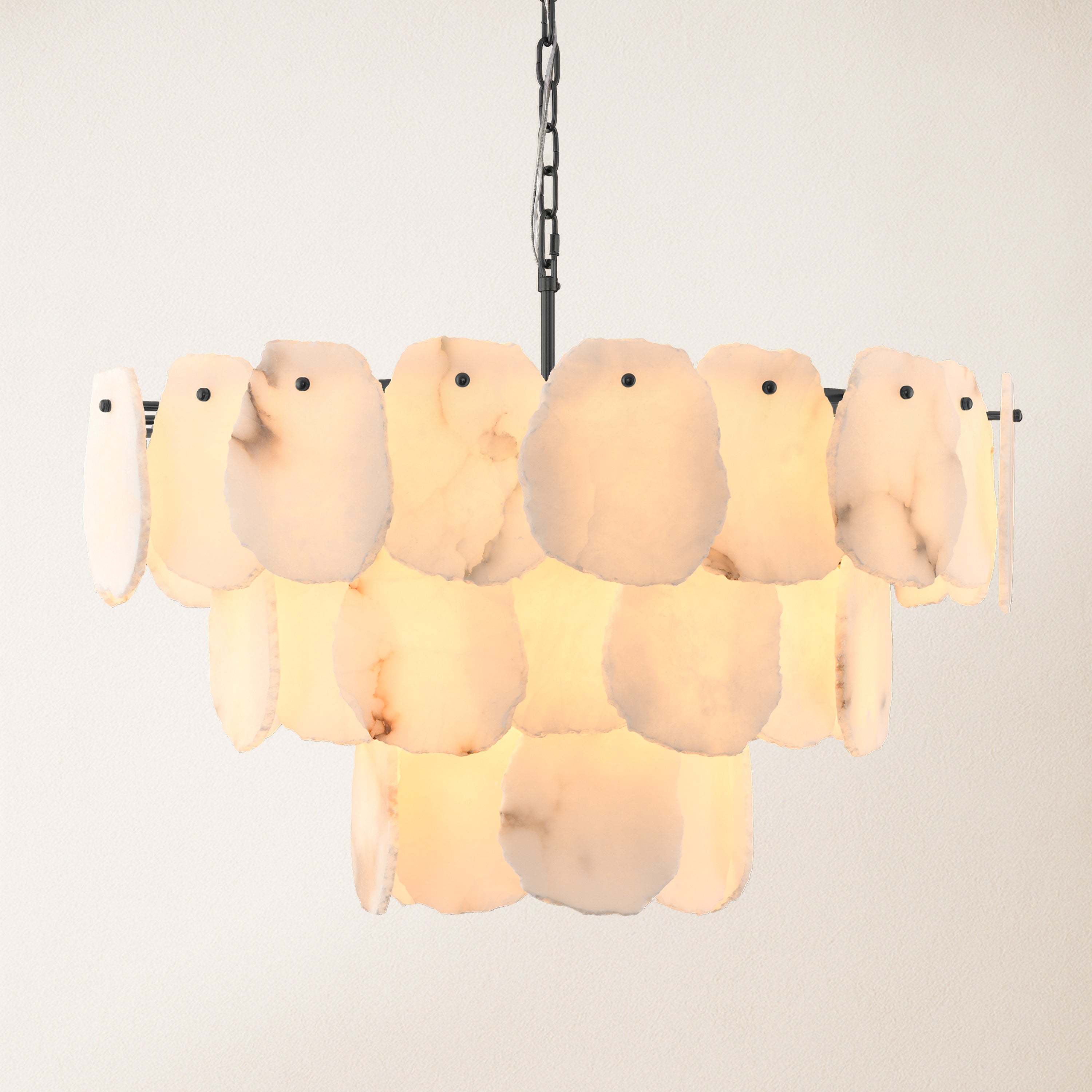 Moira Alabaster Multi-Tier Round Chandelier 32"D#Finish_Black