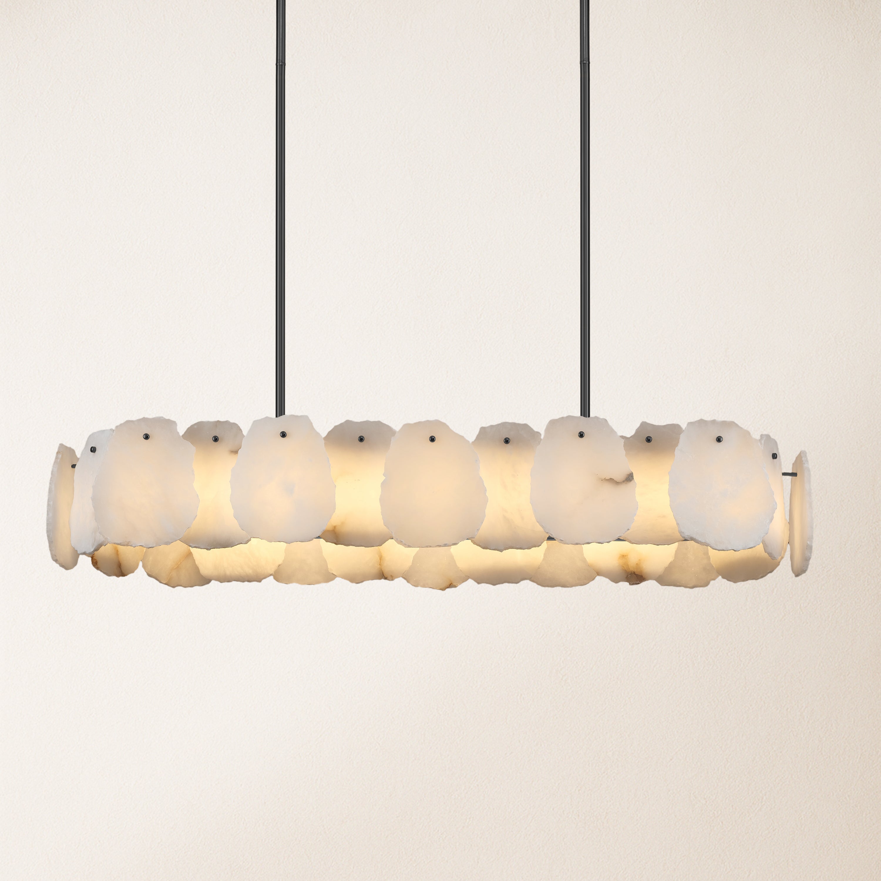 Moira Alabaster Oval Chandelier 43"W#Finish_Black