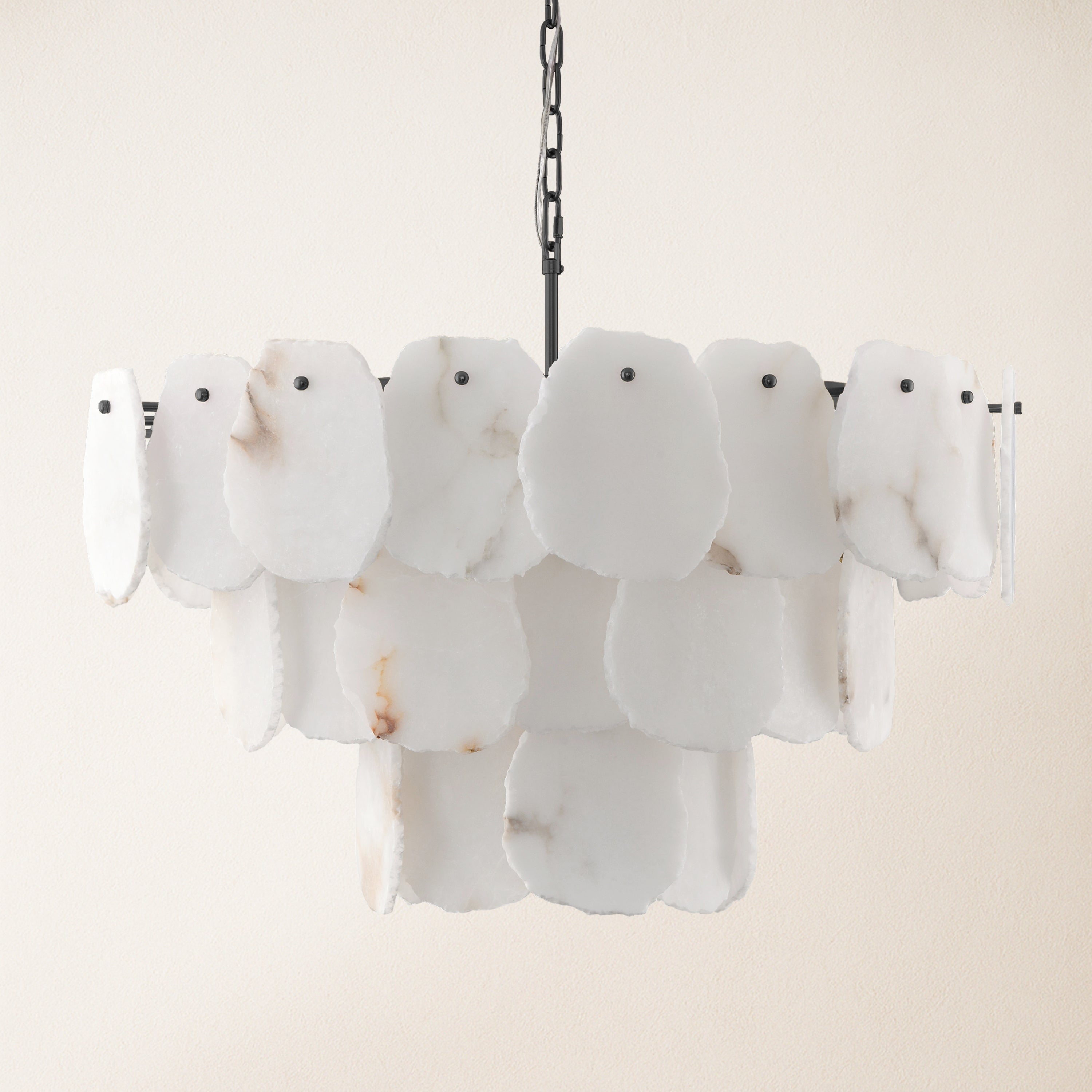 Moira Alabaster Multi-Tier Round Chandelier 32"D#Finish_Black