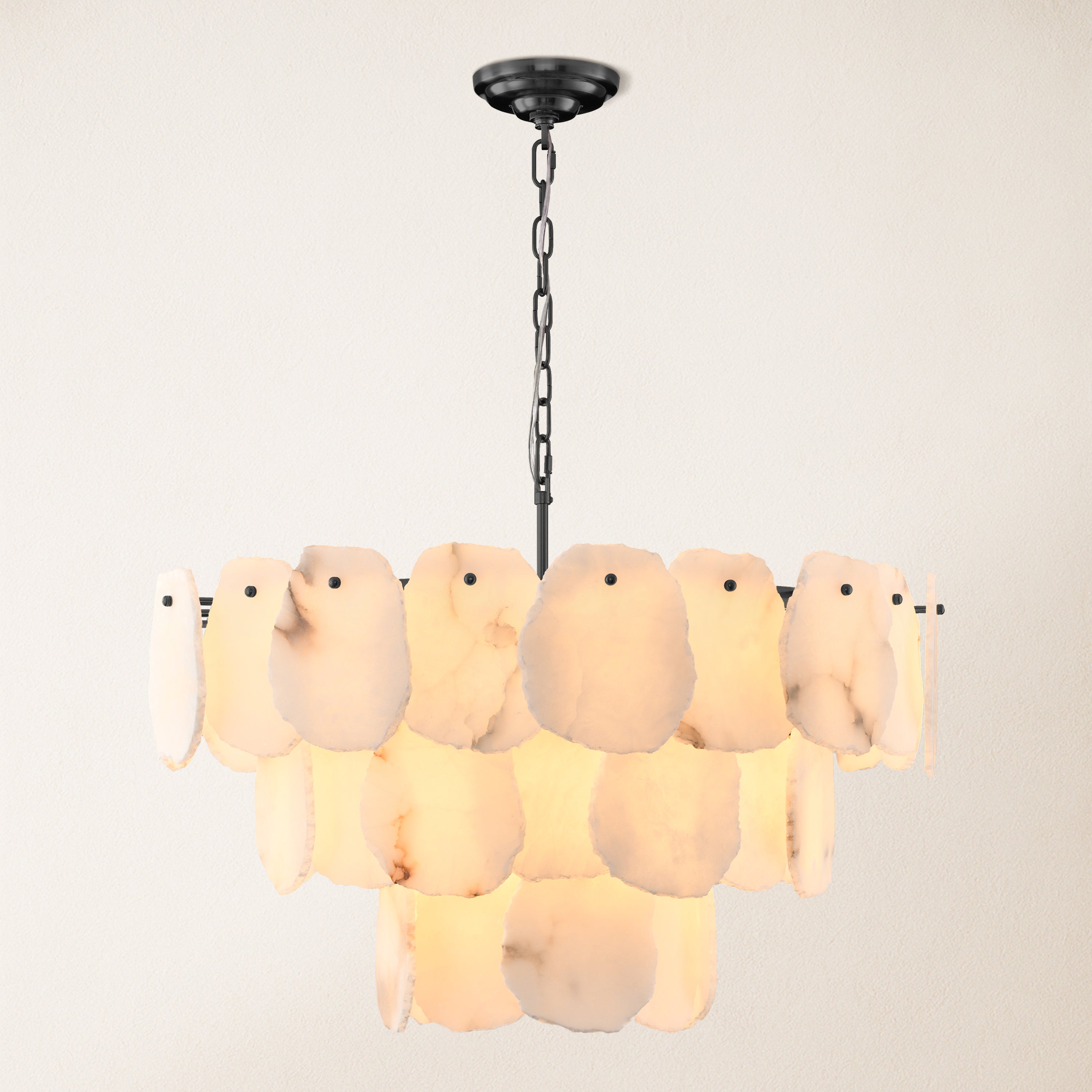 Moira Alabaster-Kronleuchter, mehrstufig, rund, 81,3 cm Durchmesser