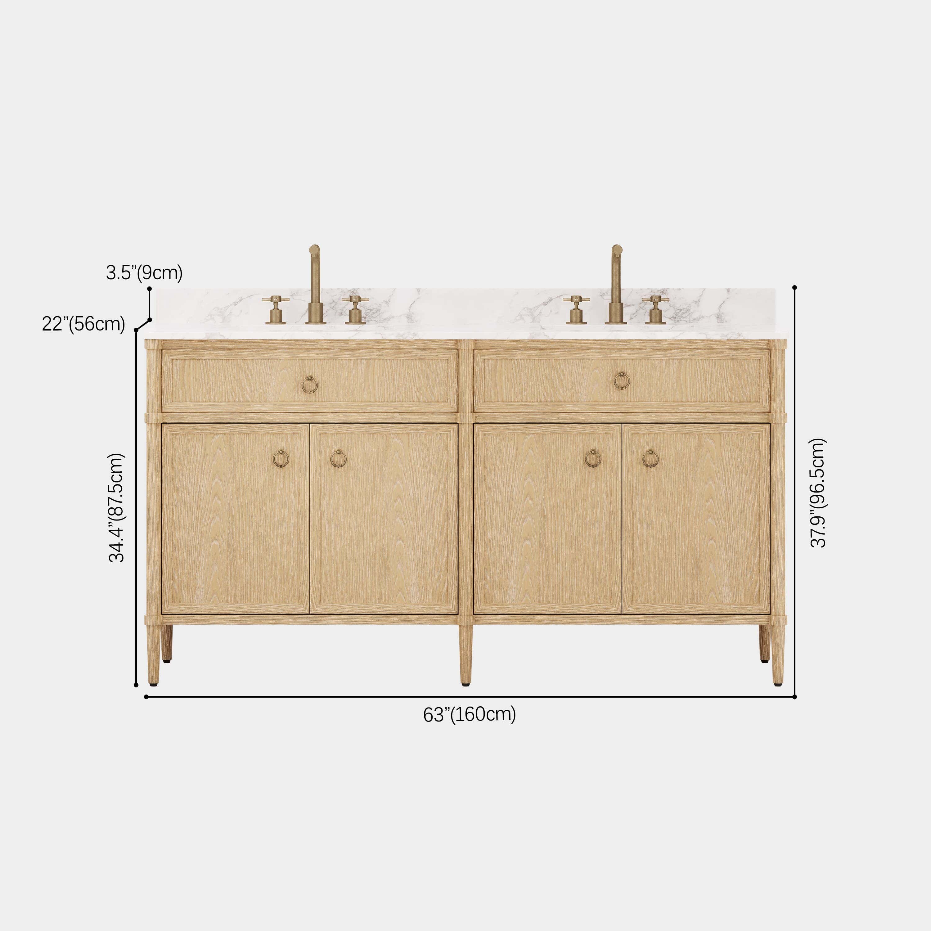 Maison Double Bathroom Vanity 63"W