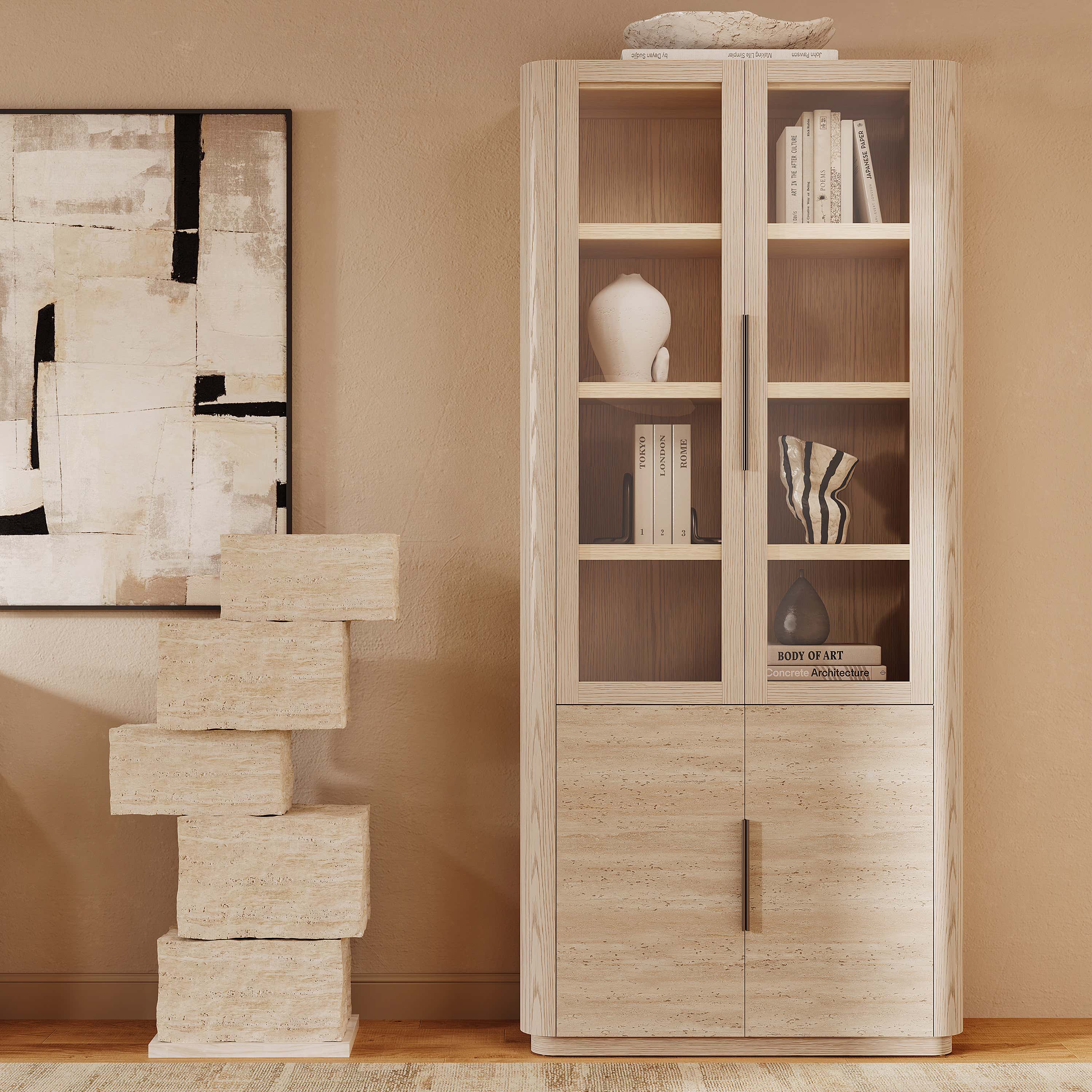 Tivoli Bookcase with Cabinet 89"H