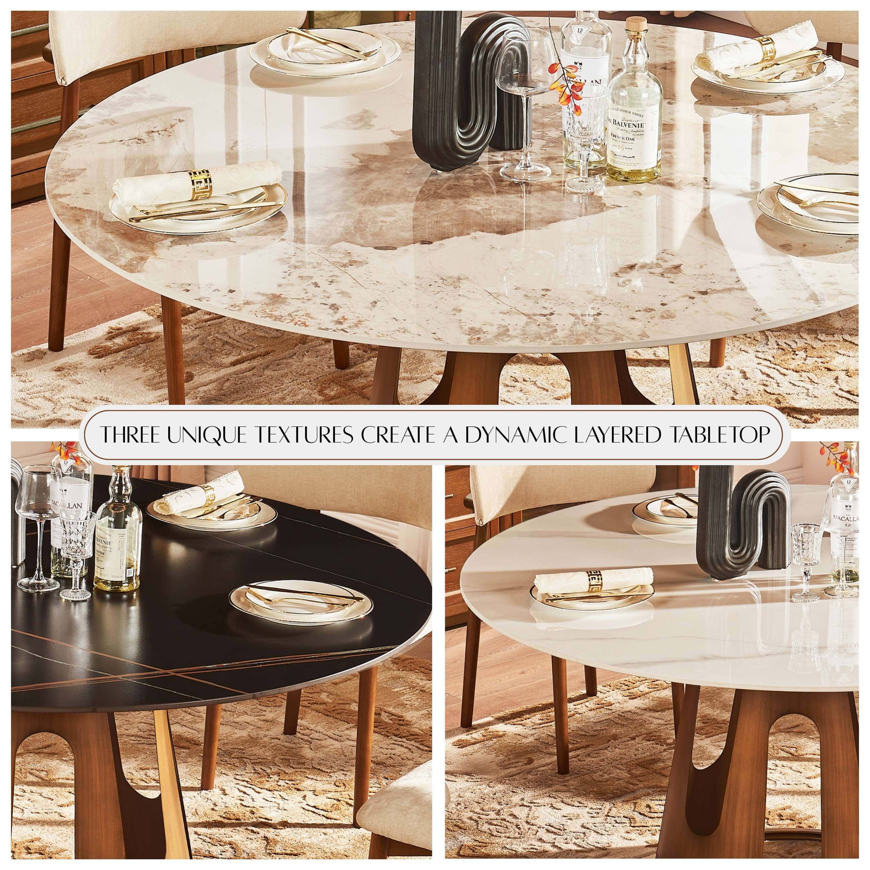 Lyra Sintered Stone Round Dining Table 59"