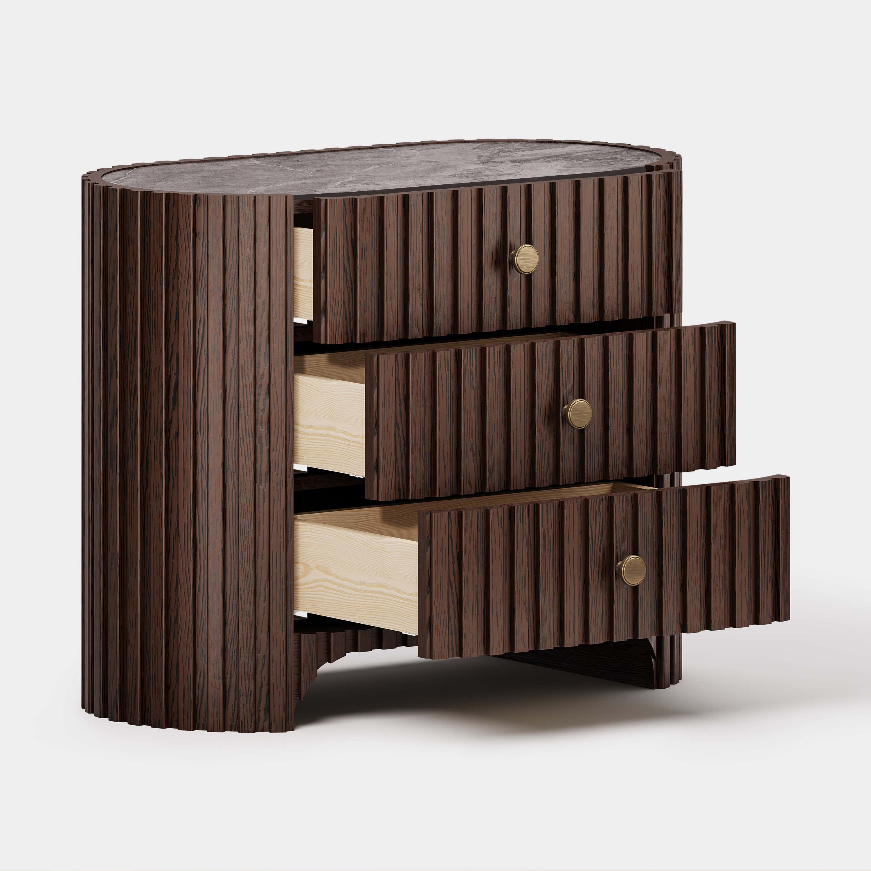 Sinclair Fluted Stone Nightstand 30"W