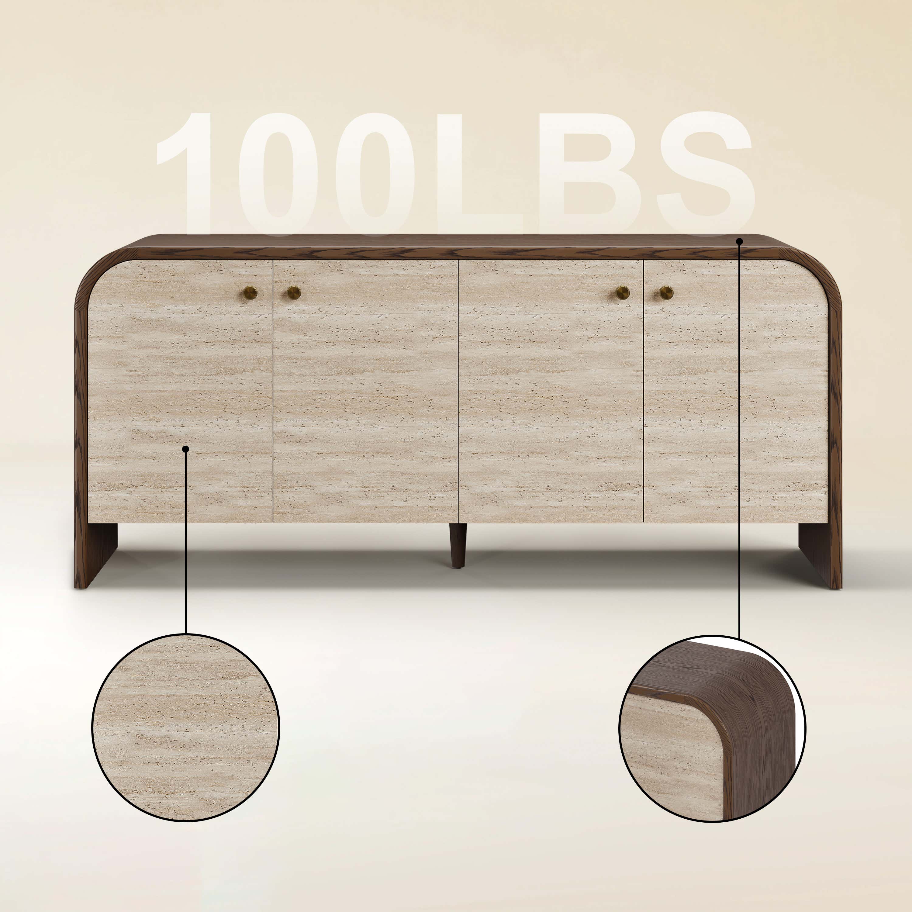 Tivoli Truffle Oak Sideboard 71"W