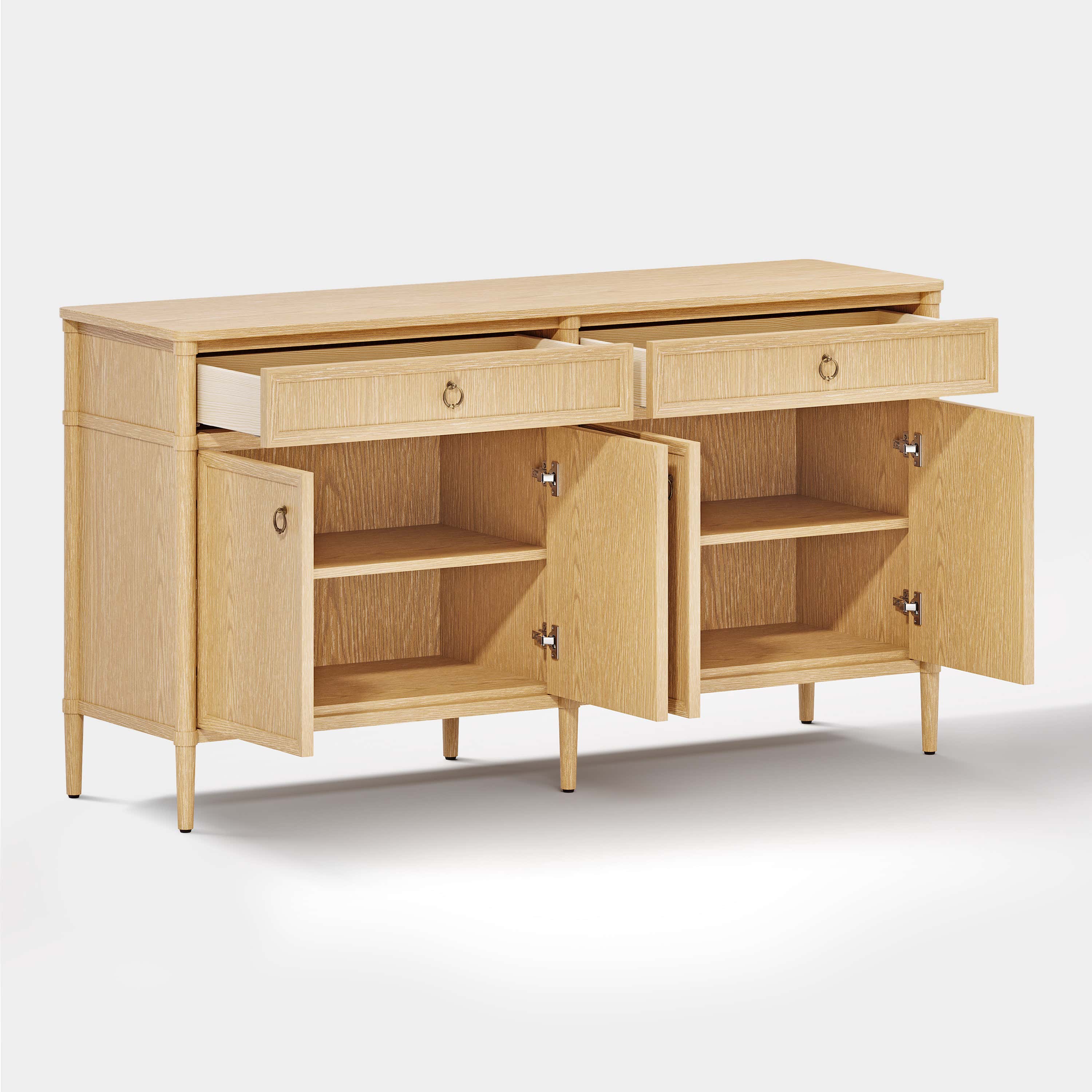 Alden Oak Finish 4-Door 2-Drawer Sideboard