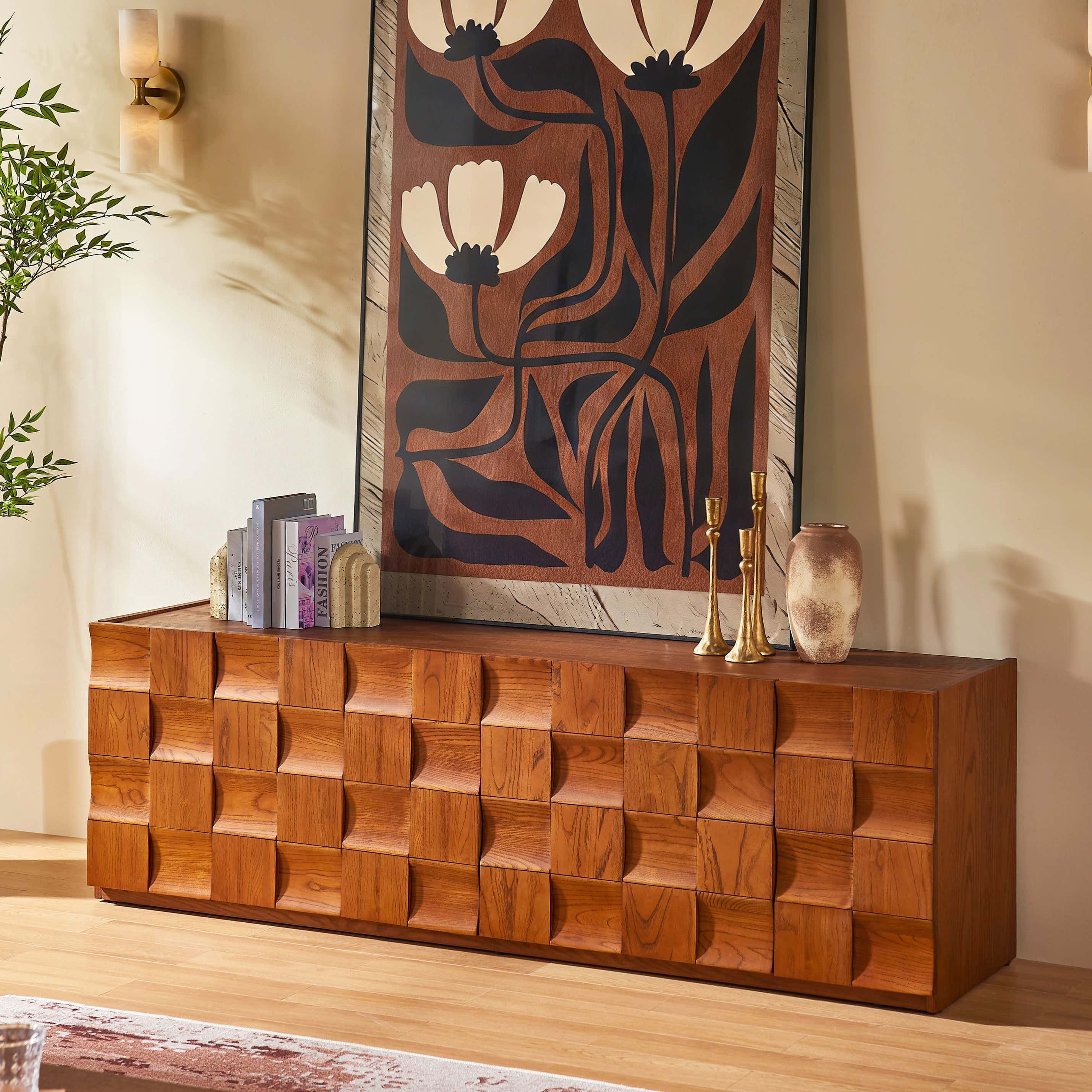 Terra Cube Emboss Media Console 71”