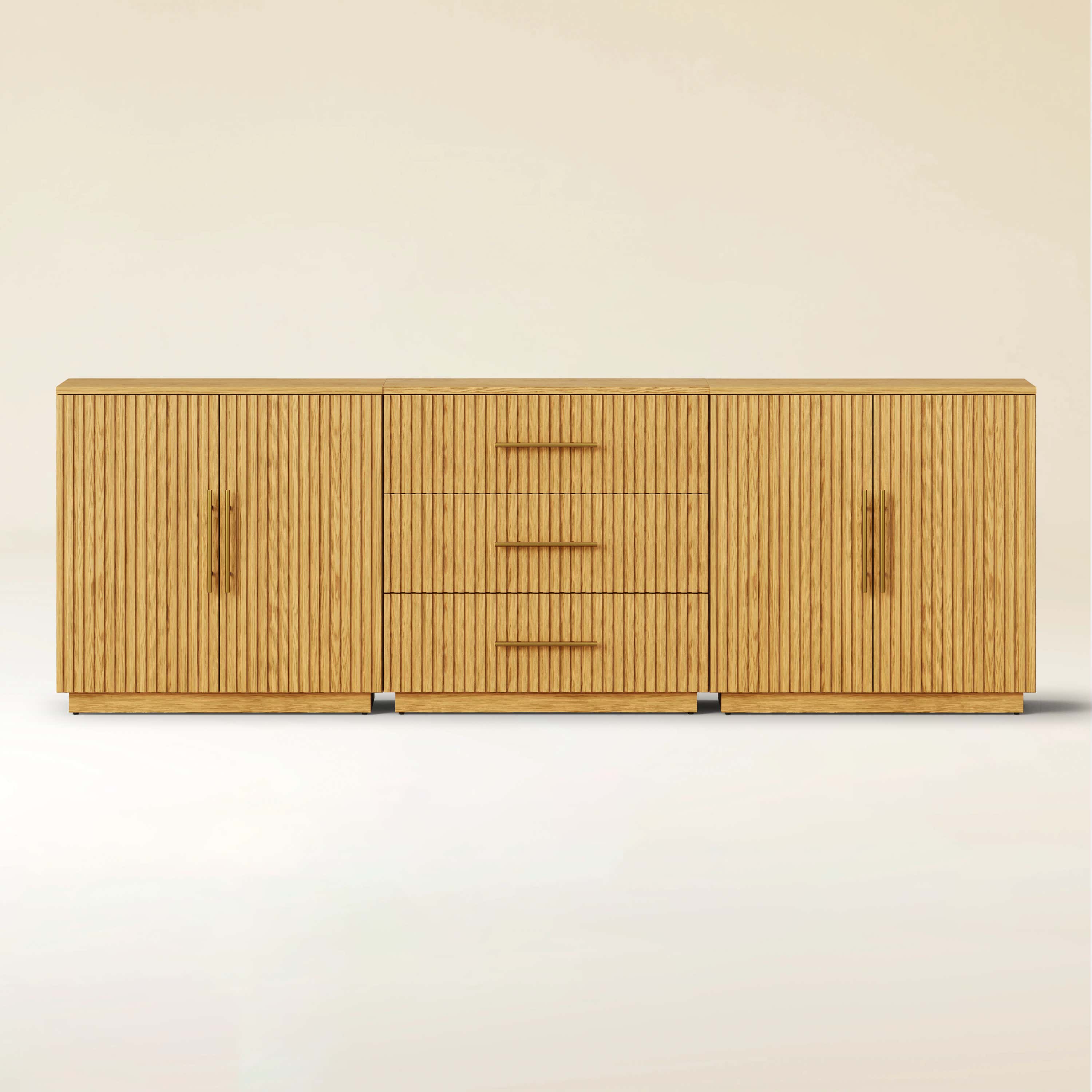 Holt Oak Modular Media Console (Set of 3)