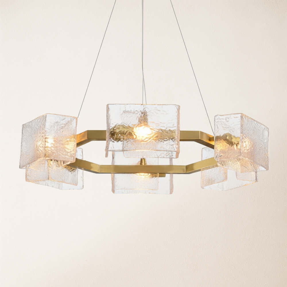 Vitreolith Glass Geometric Ring Chandelier 29"W