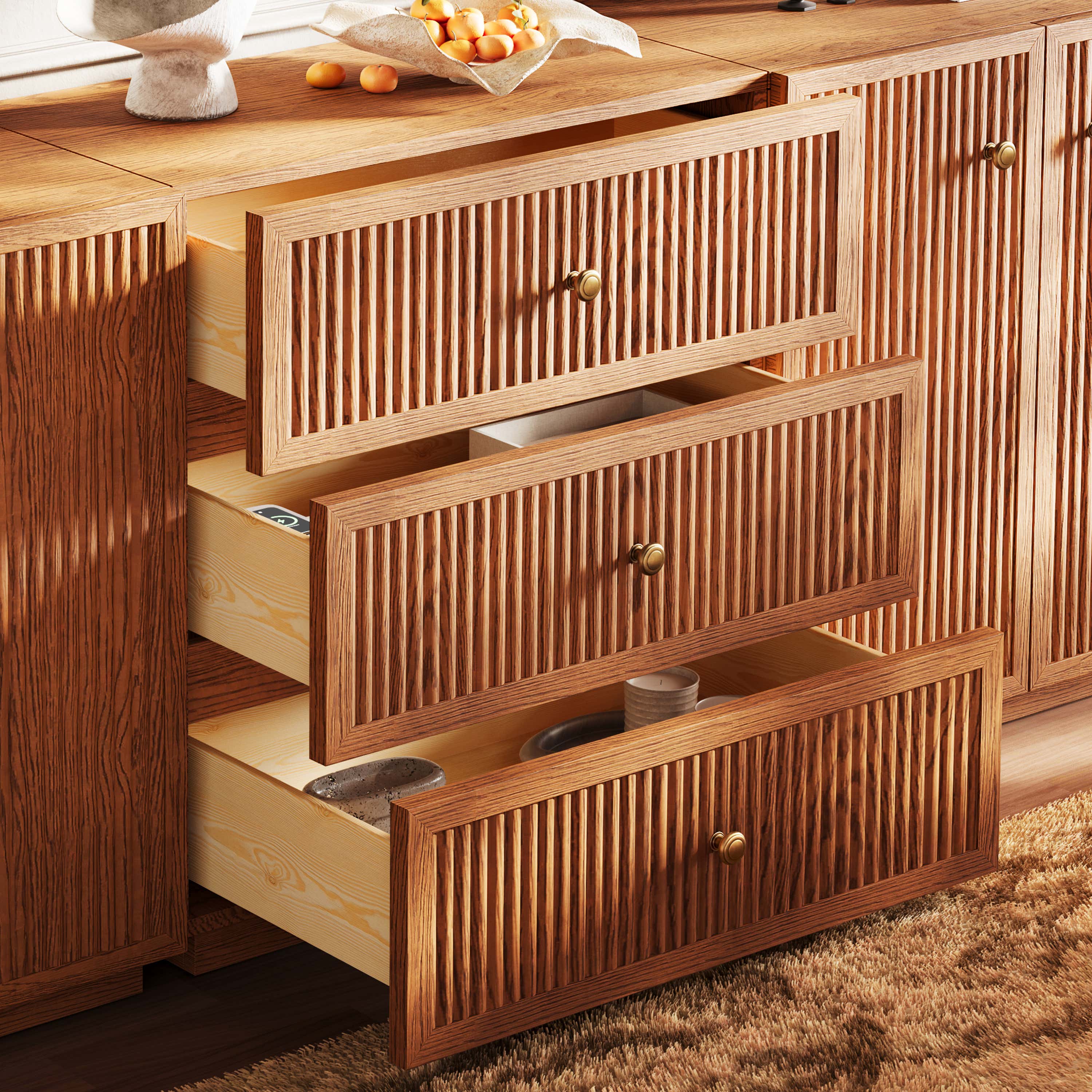 Avery Oak Modular Sideboard 90"W