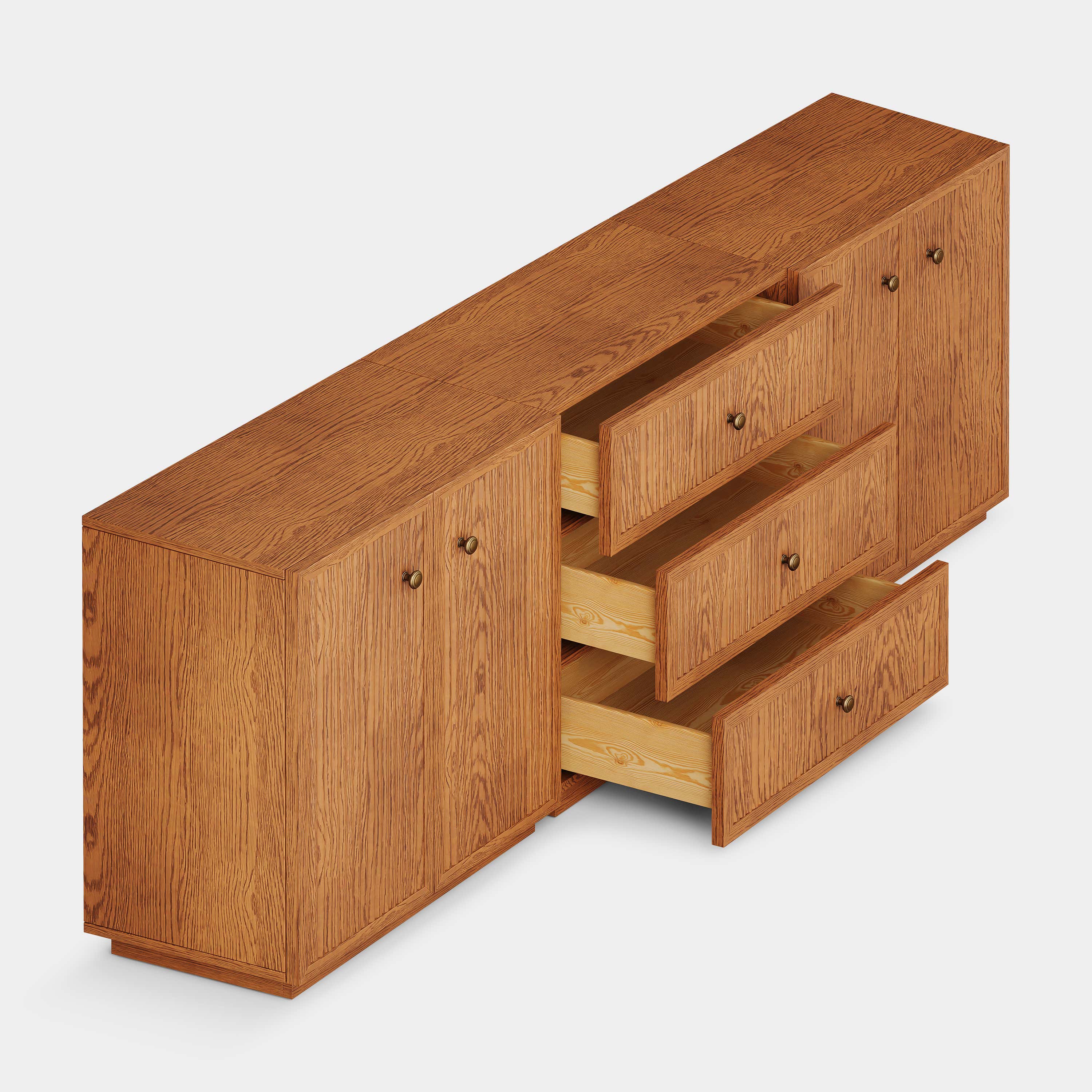 Avery Oak 3-Drawer Media Console 90"W
