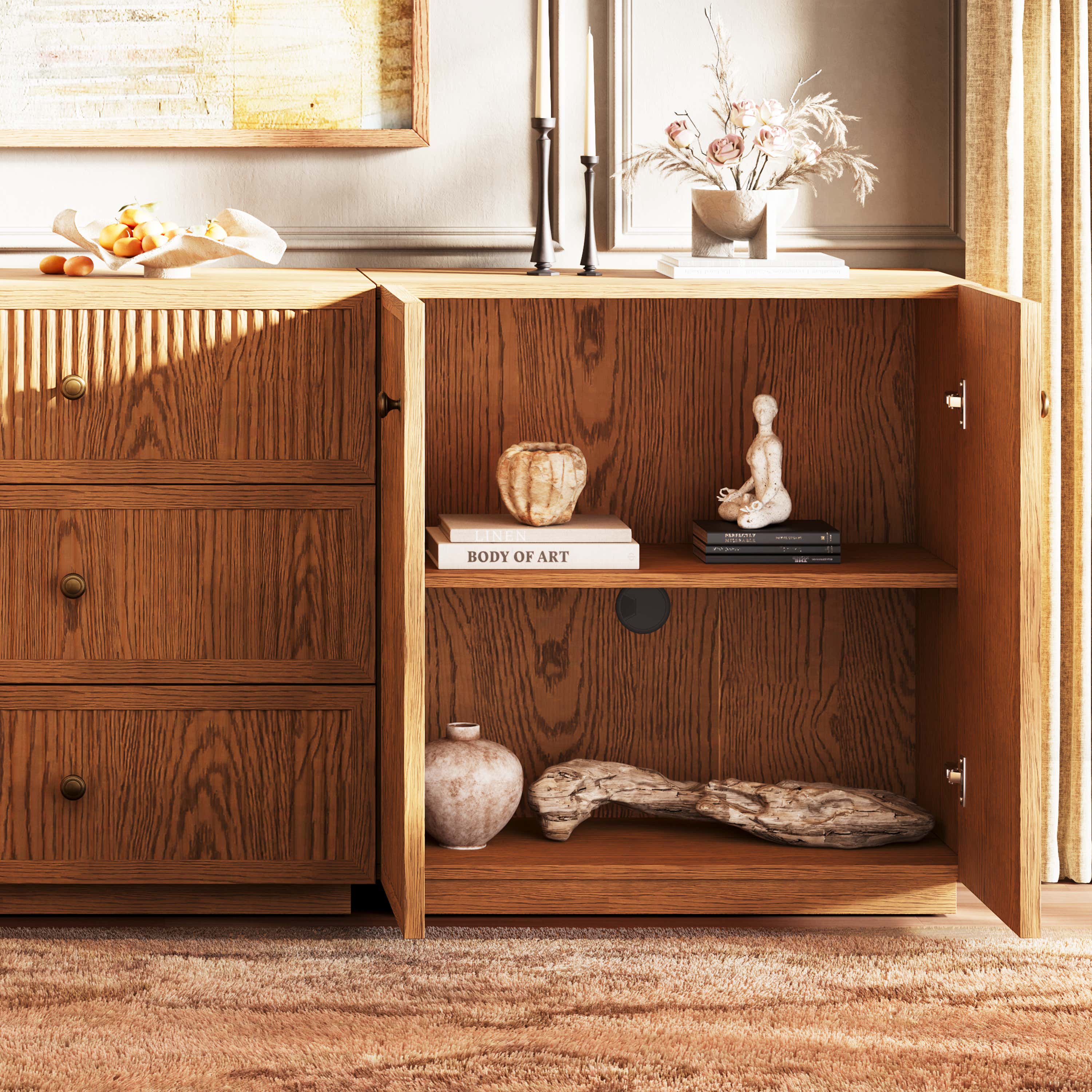 Avery Oak Modular Sideboard 90"W