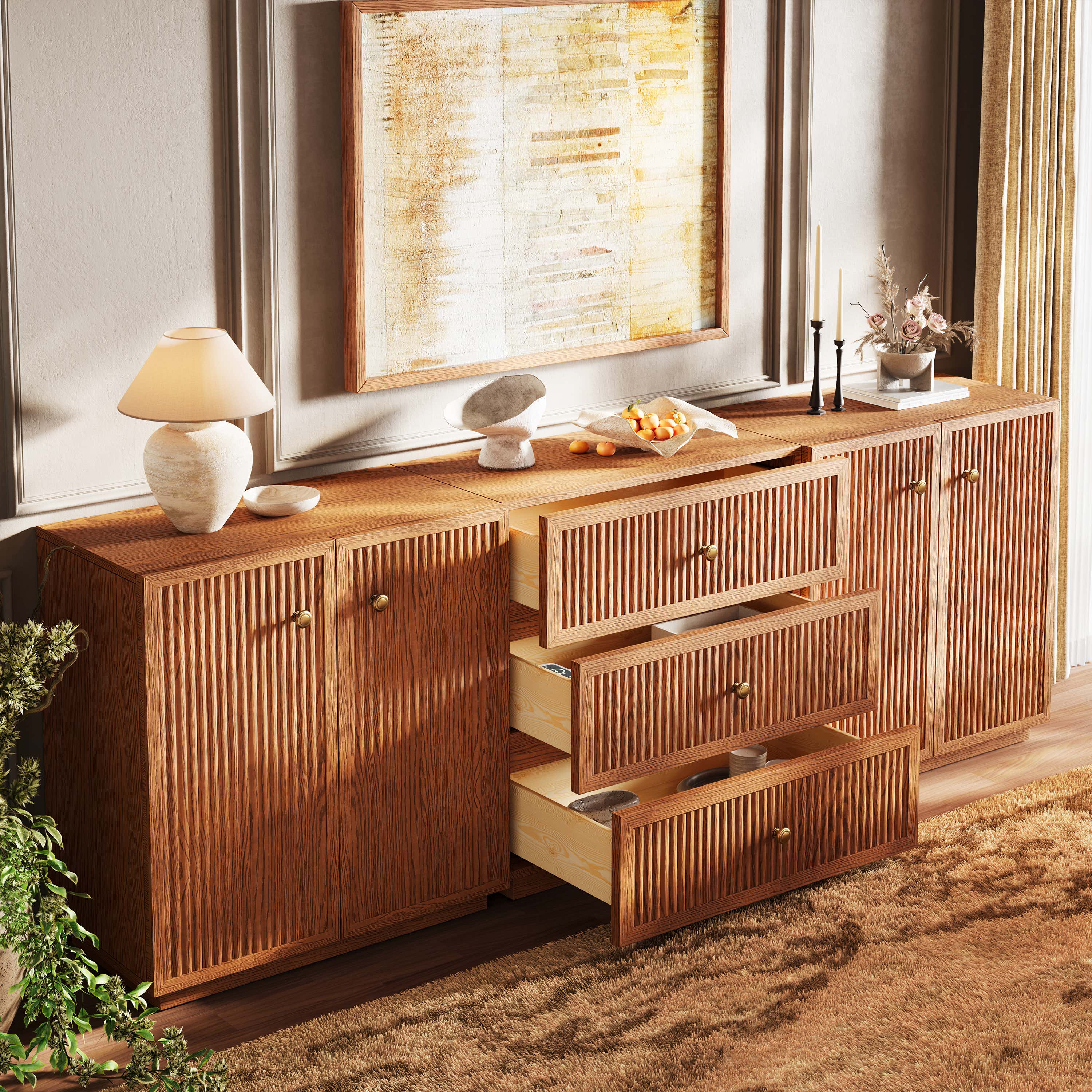 Avery Oak Modular Sideboard 90"W