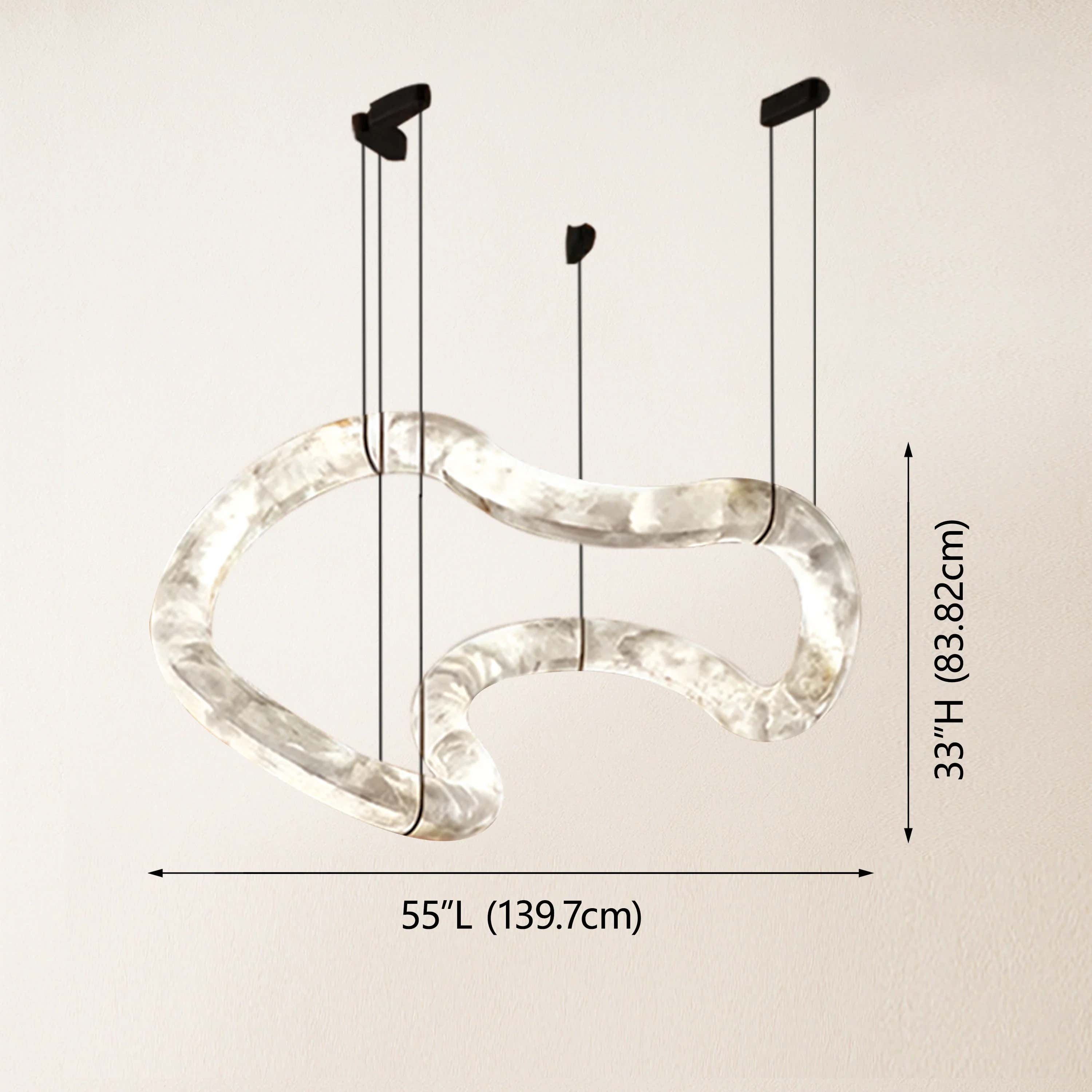 Infinity Symmetrical Alabaster Chandelier 55.5"#Finish_Gold