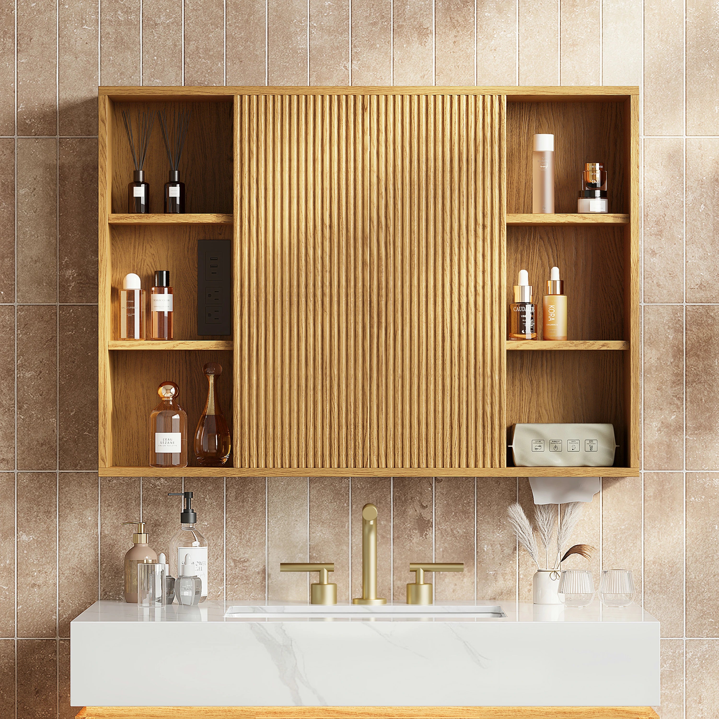 Isla Oak Bathroom Wall Mirror 36"