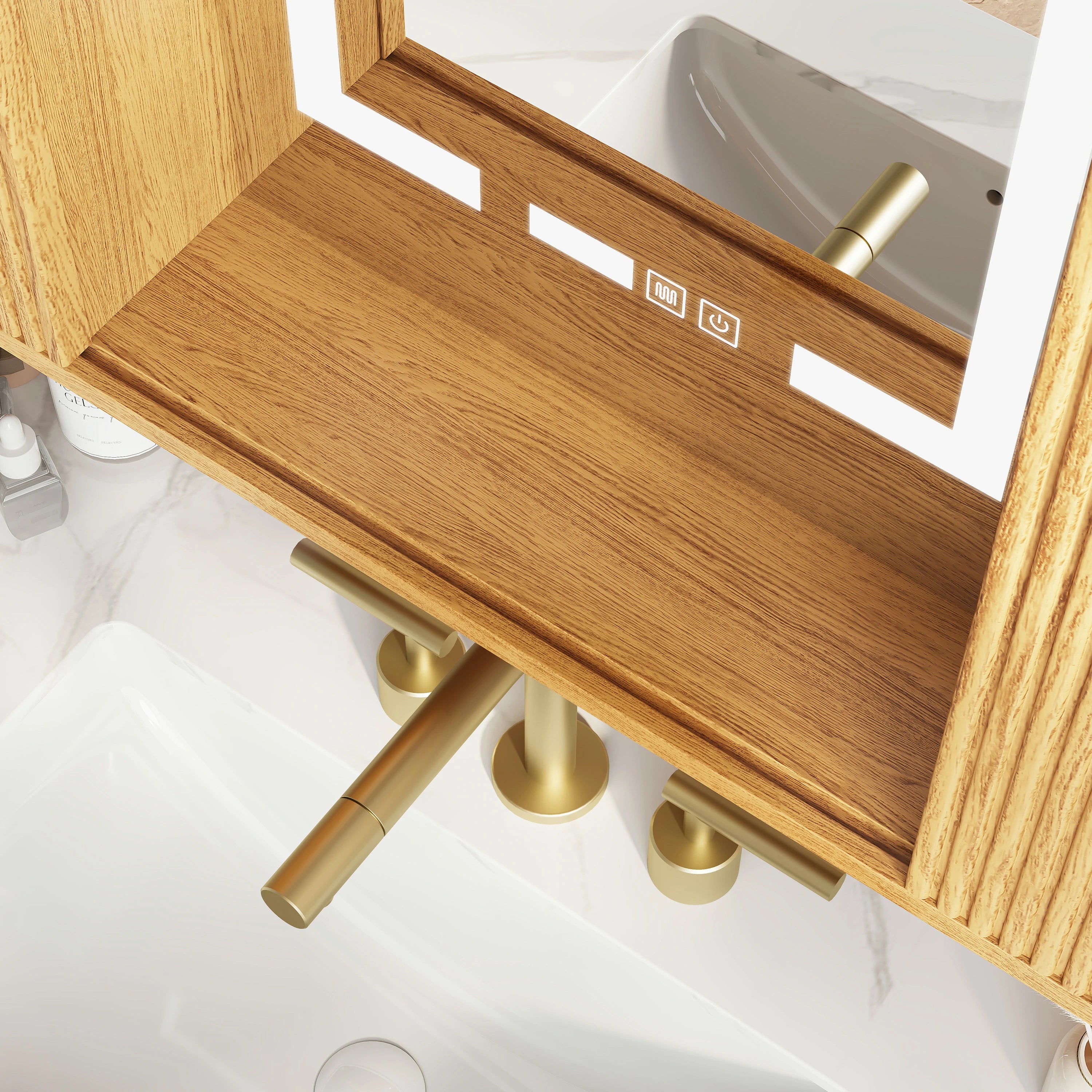 Isla Badezimmer-Wandspiegel aus Eiche, 89,9 cm