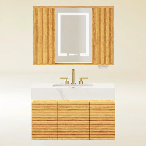 Isla Badezimmer-Wandspiegel aus Eiche, 89,9 cm