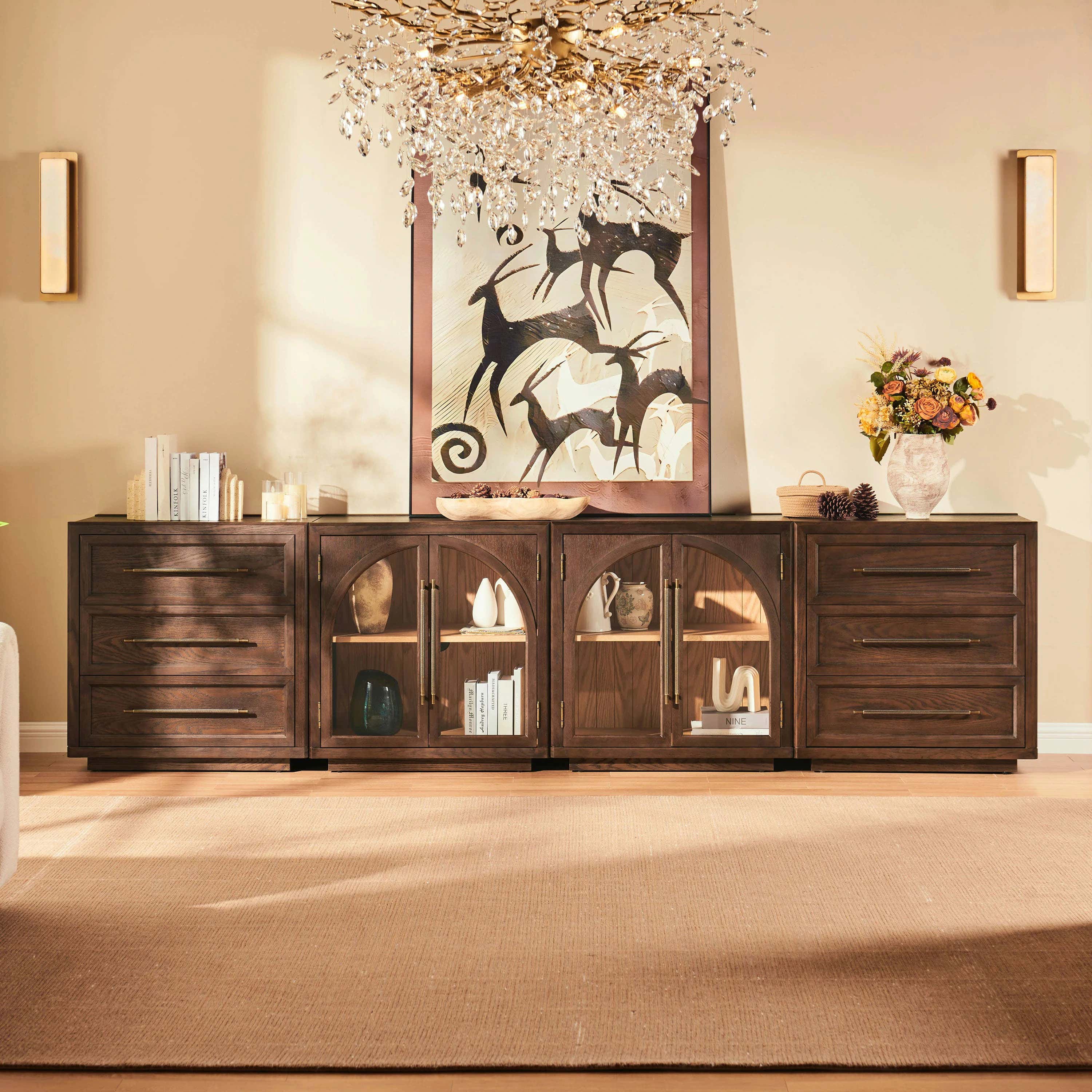 Alvar Arched 126″ Modulare Medienkonsole aus Eiche (4er-Set)