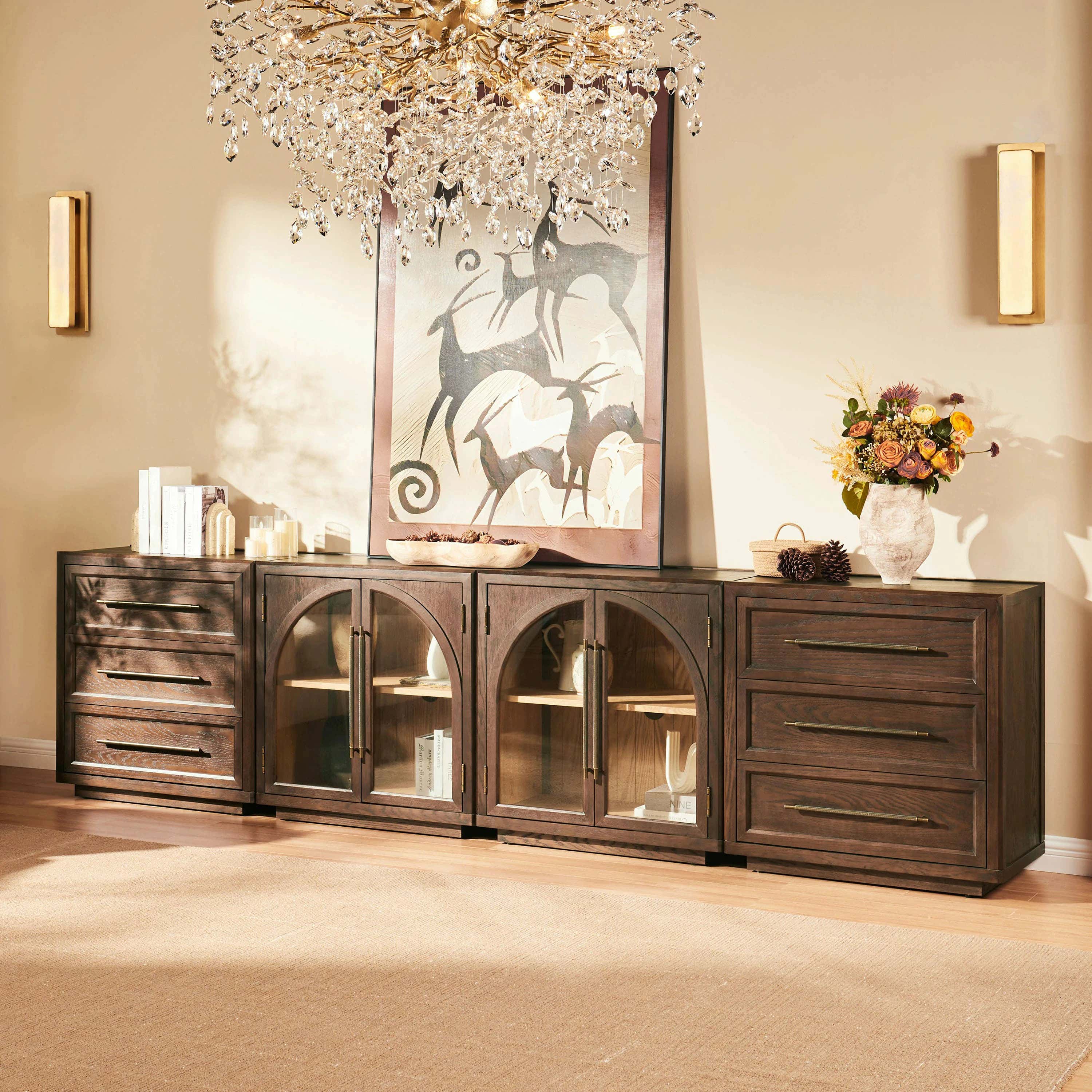 Alvar Arched 126″ Modulare Medienkonsole aus Eiche (4er-Set)