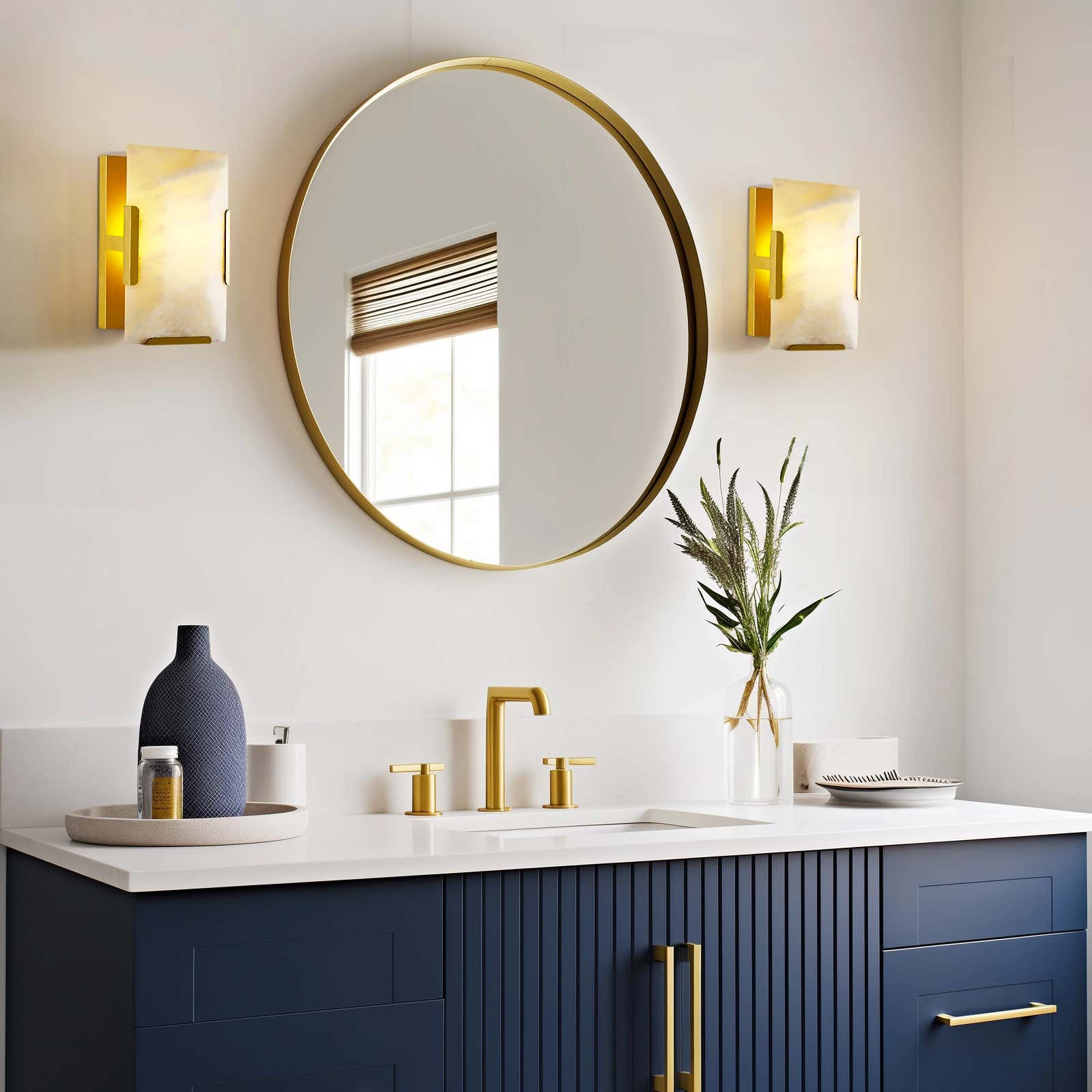 Maris Alabaster Wall Sconce 10"H#Finish_Gold