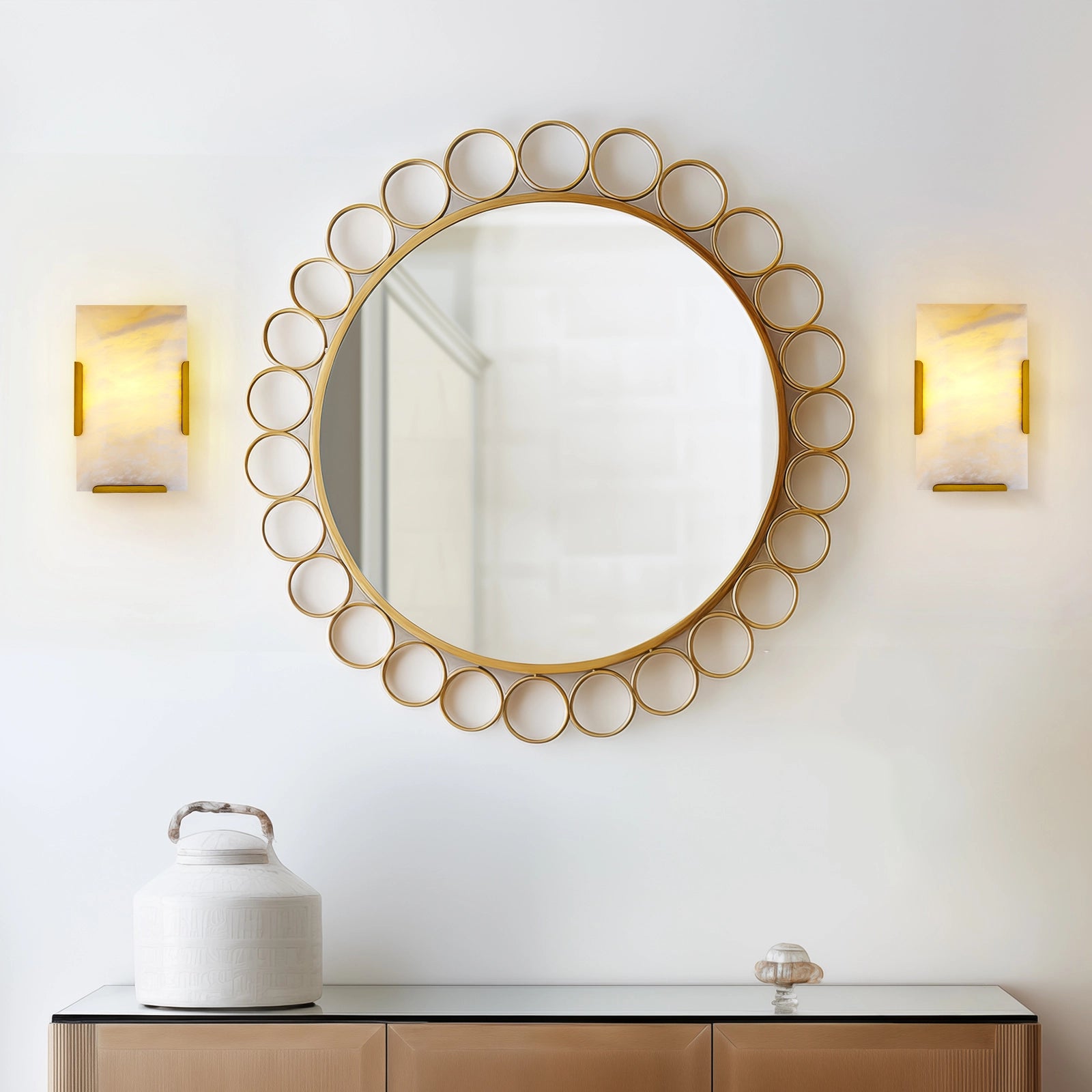 Maris Alabaster Wall Sconce 10"H#Finish_Gold